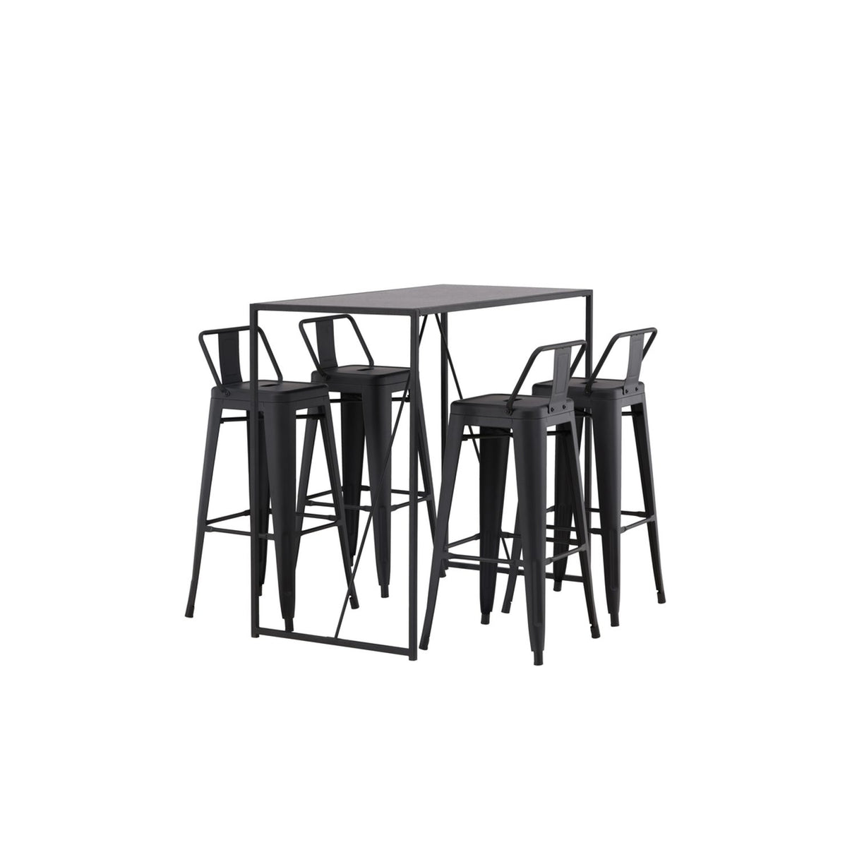 Brea, Tempe Rektangulär matgrupp Svart, Svart, 120 x 60