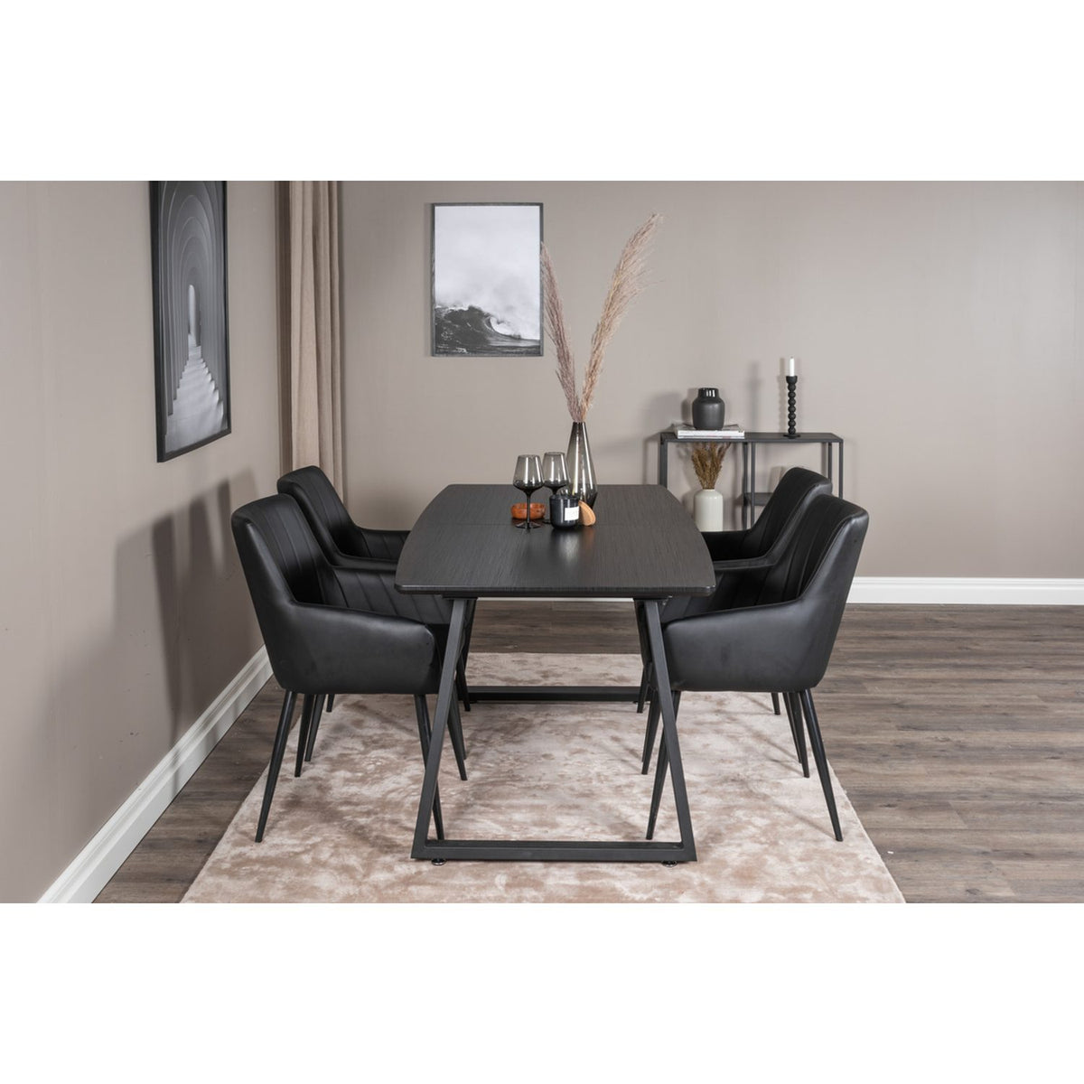 Inca, Comfort Rektangulär matgrupp Svart, Svart, 4st