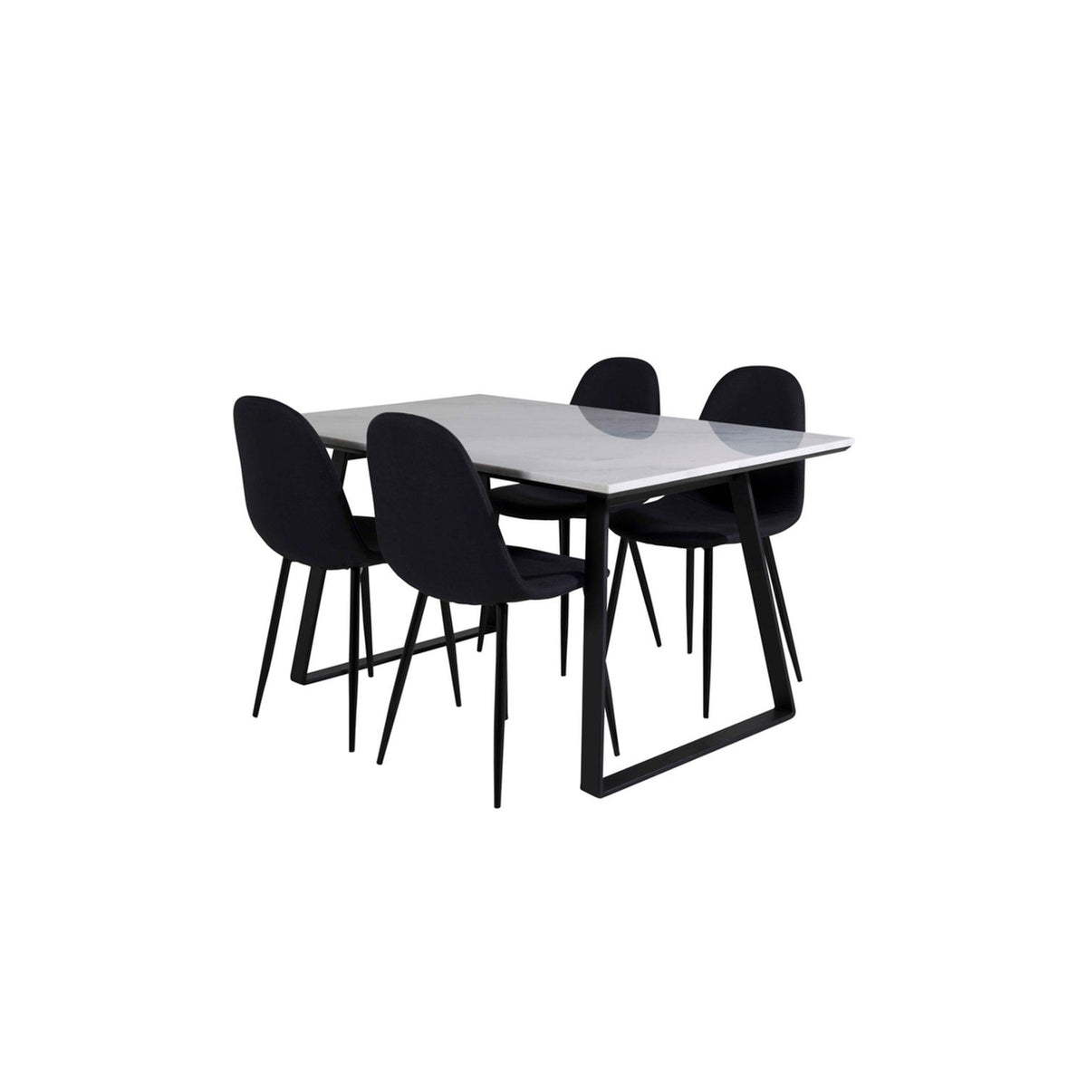 Estelle, Polar Rektangulär matgrupp Svart, Svart, vit, 140 x 90