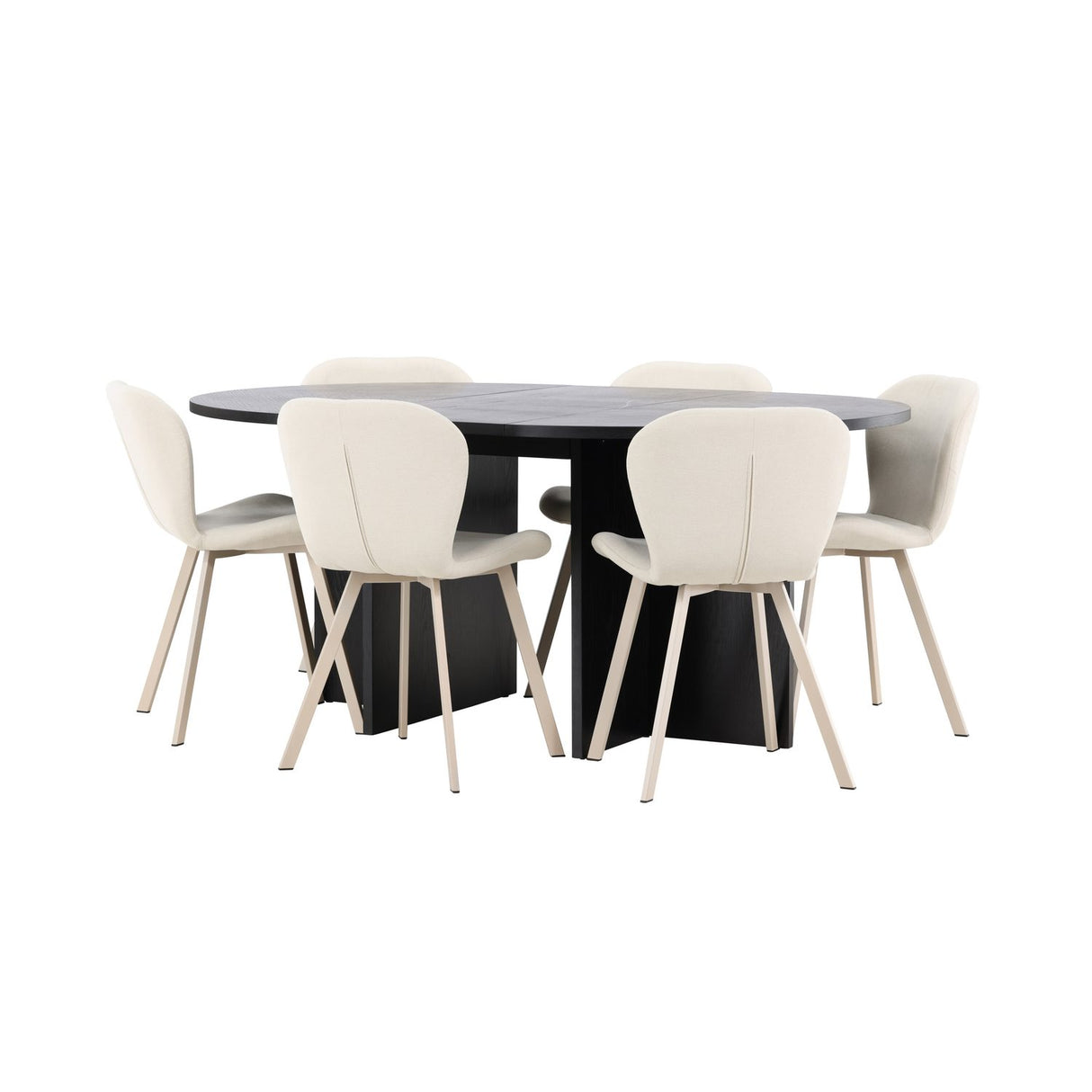 Strada, Lilja Oval matgrupp Beige, Svart, ⌀120