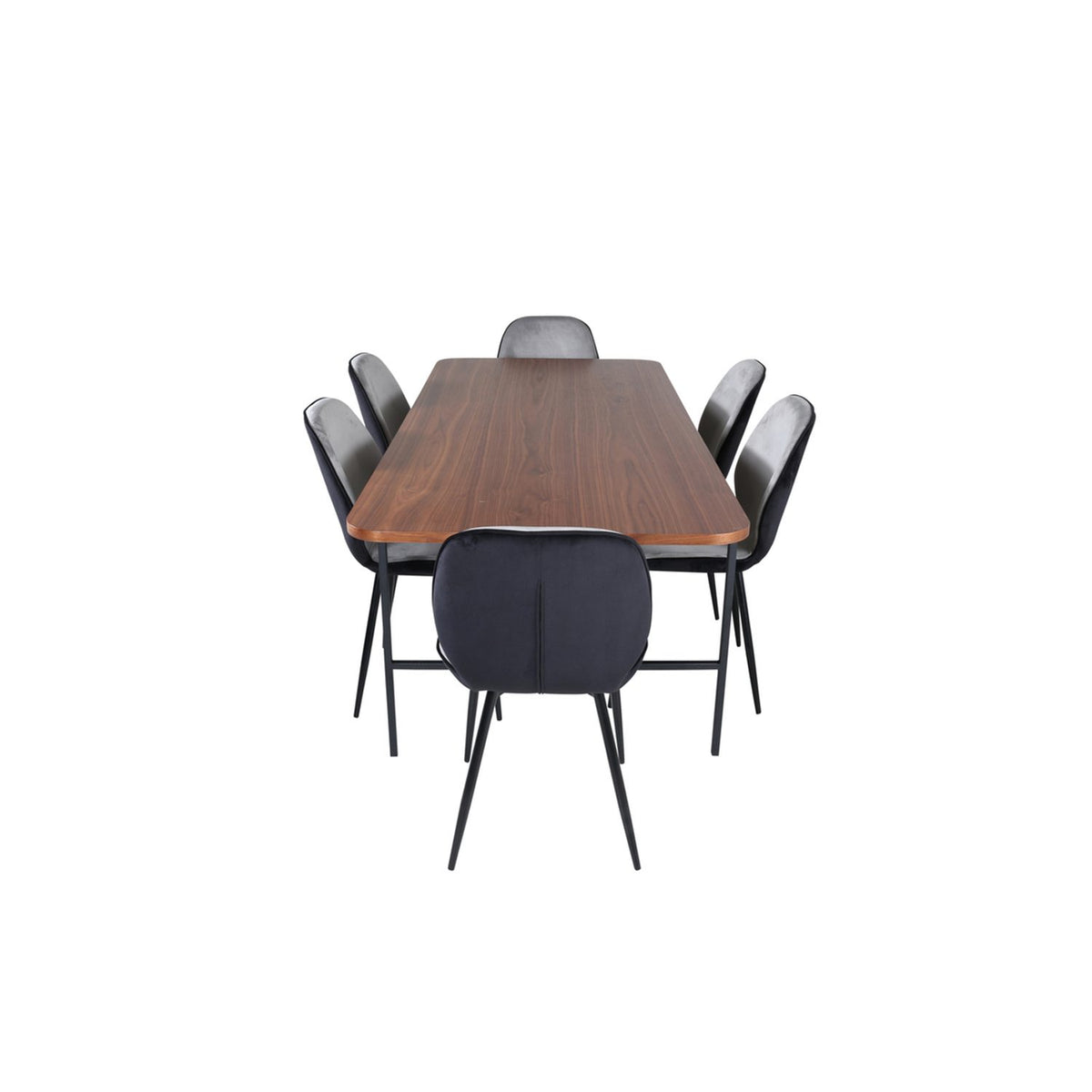 Uno, Emma Rektangulär matgrupp Svart,Grå, Svart,Natur, 200 x 90