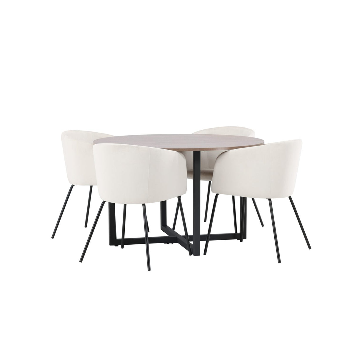 Durango, Berit Rund matgrupp Beige, Svart, Svart, valnöt, ⌀120