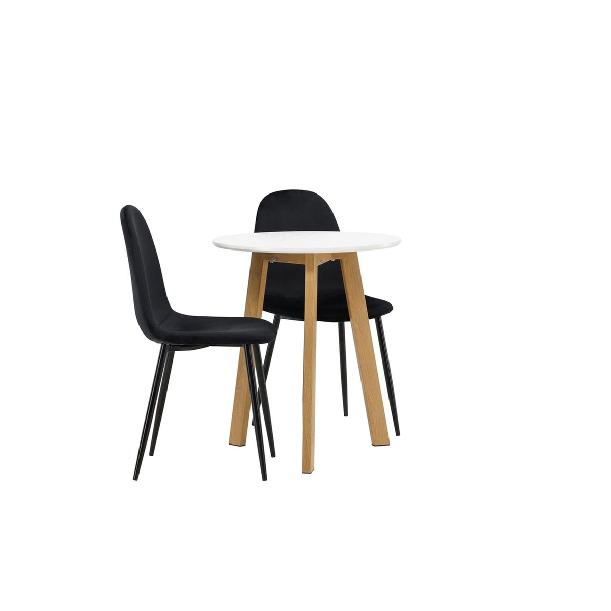 Leonora, Polar Rund matgrupp Svart, Vit, ⌀65