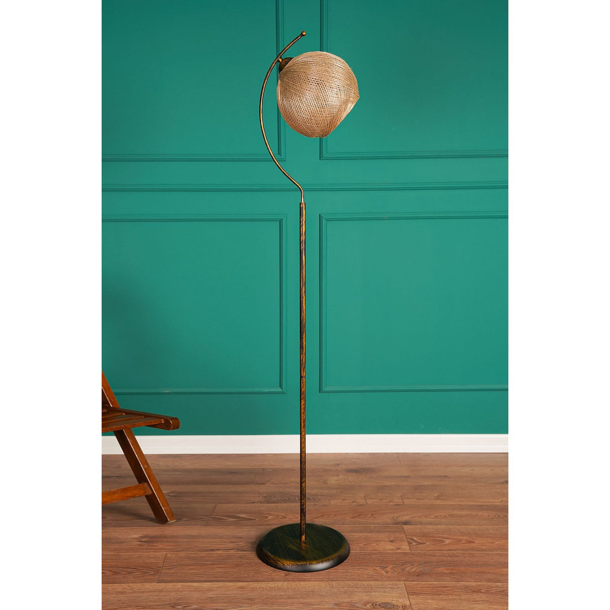 Povimento (30 x 30 cm) Guld svart Golvlampa