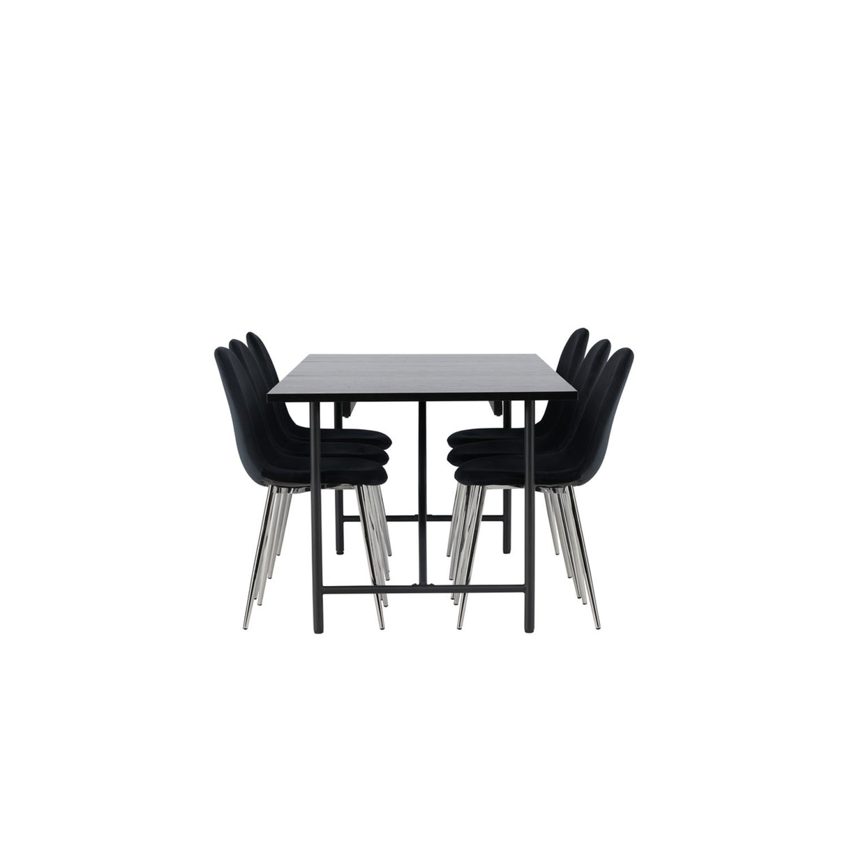 Astrid, Polar Rektangulär matgrupp Svart,Silver, Svart, 200 x 90