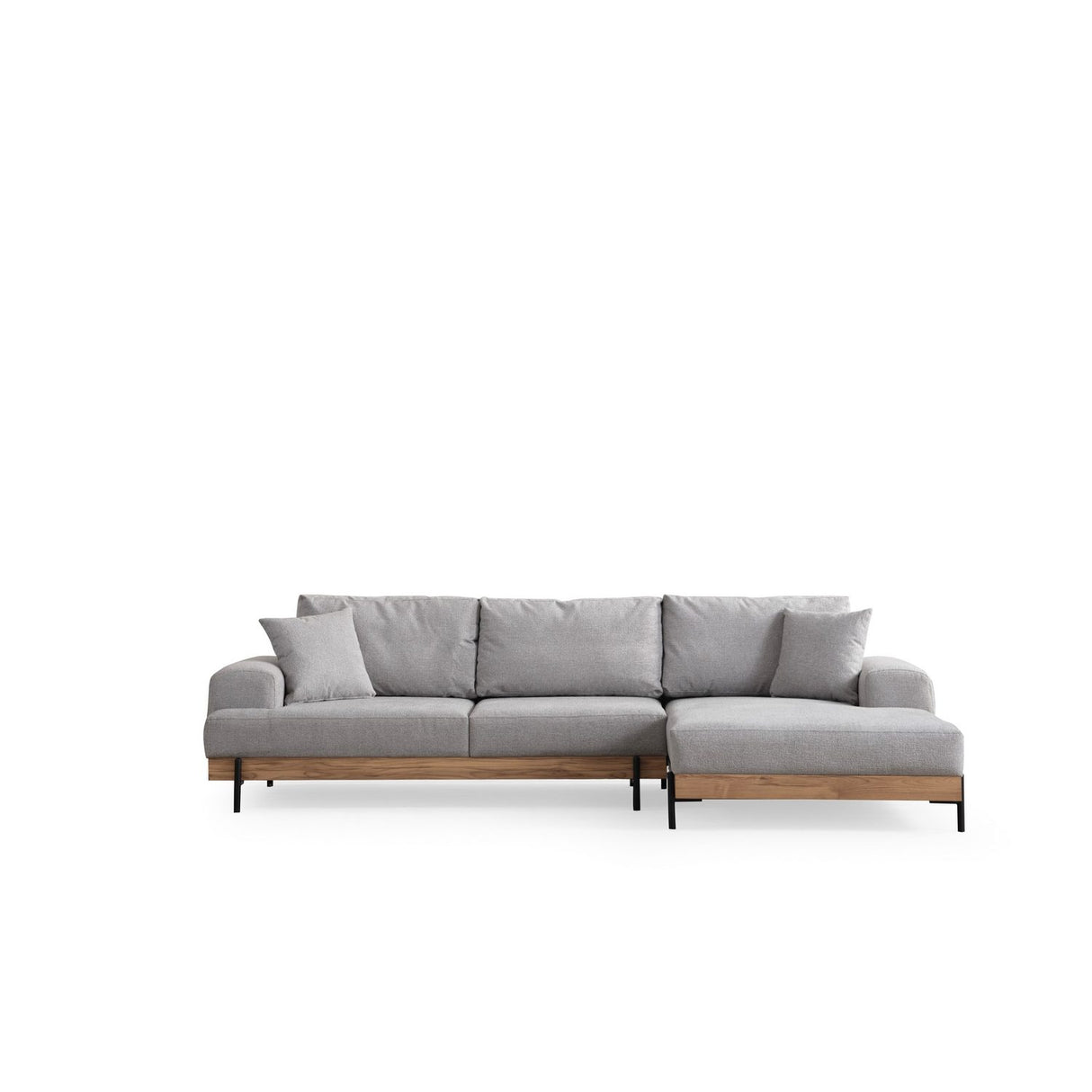 Kigali Oak (280-170 x 98 x 78 cm) Hörnsoffa Grå, Höger