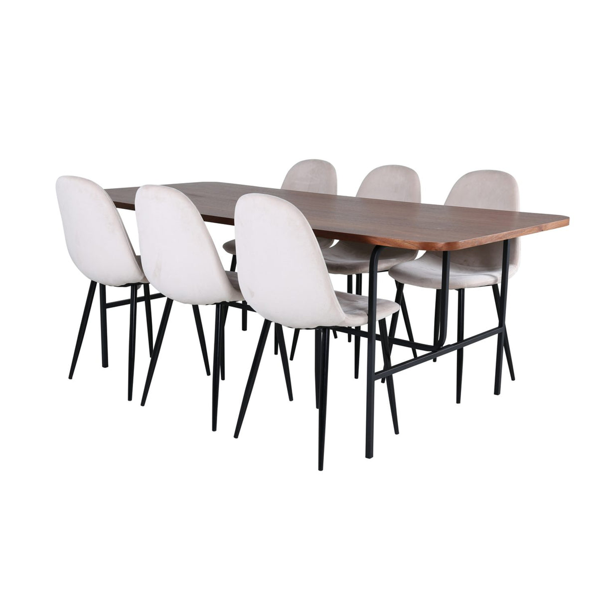 Uno, Polar Rektangulär matgrupp Beige, Svart, Svart,Natur, 200 x 90