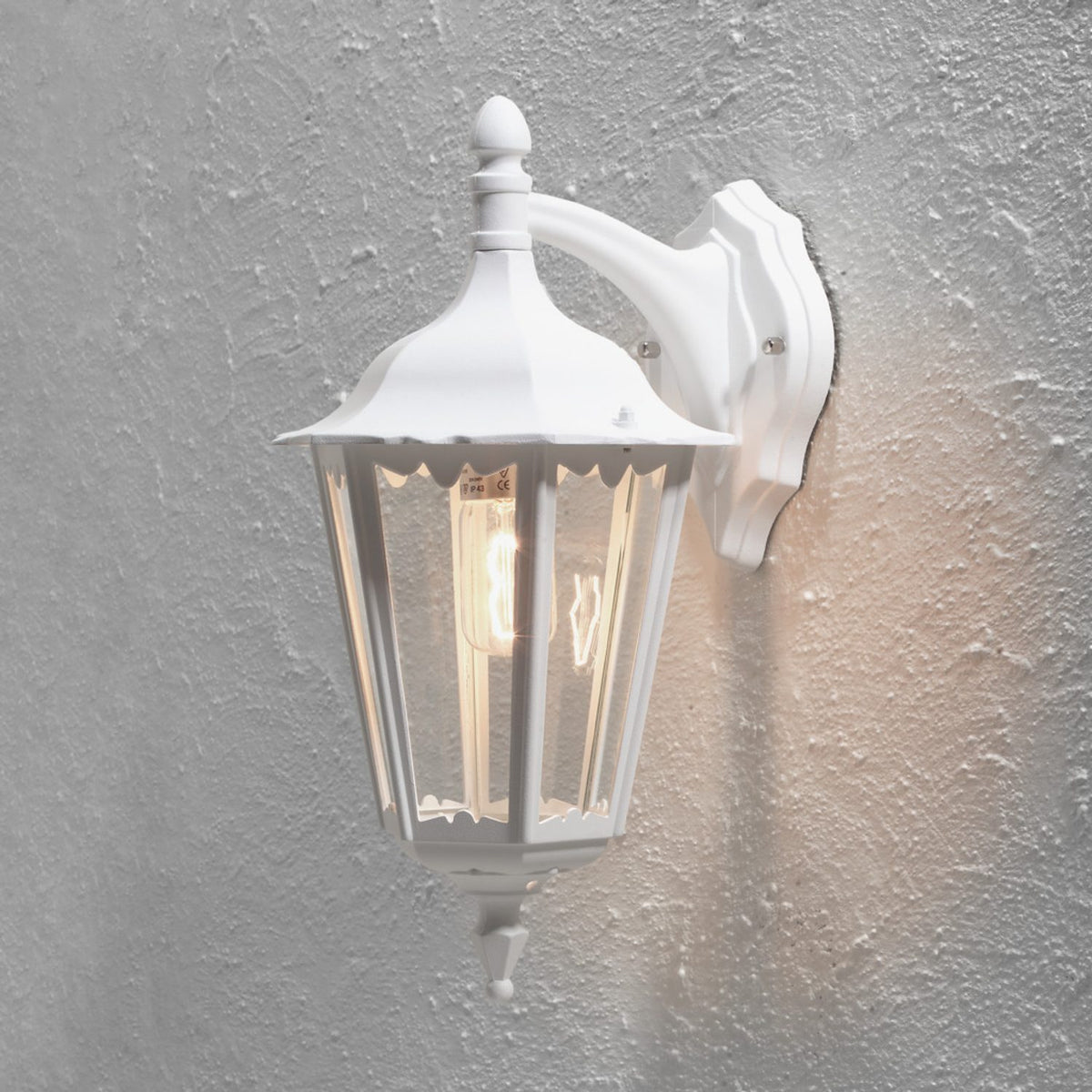 Firenze E27 Stor Vägglampa Ute Ned, Vit