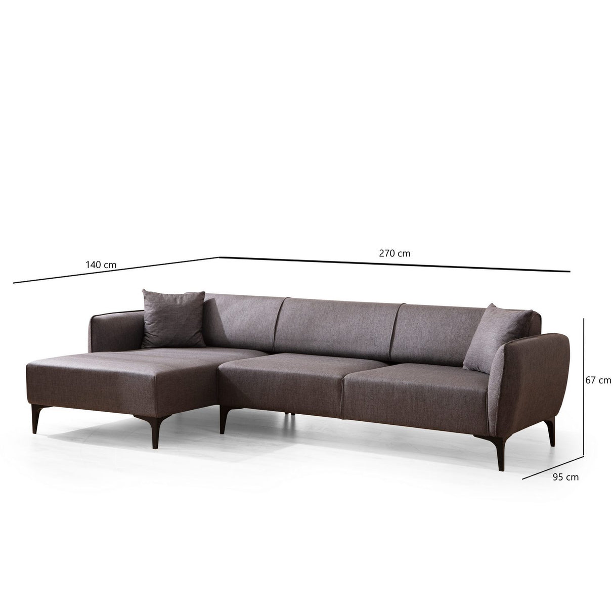 Belissimo (140-270 x 95 x 67 cm) Hörnsoffa Mörkgrå, Vänster