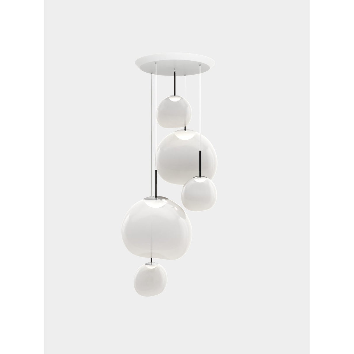 Melt Large Rund Pendelsystem LED Opalescent, Silver