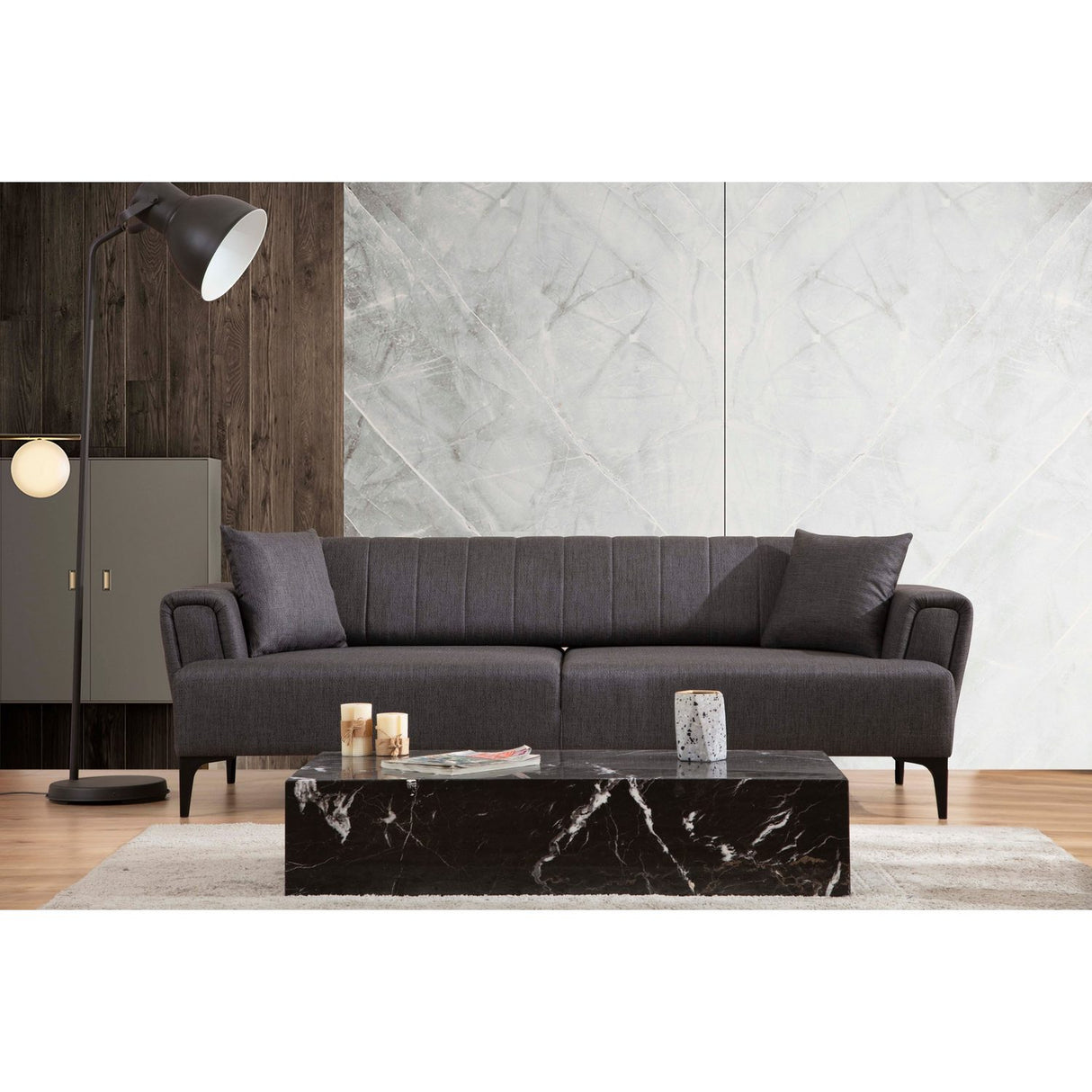 Jakarta (230 x 95 x 77 cm) 3-sits bäddsoffa Mörkgrå