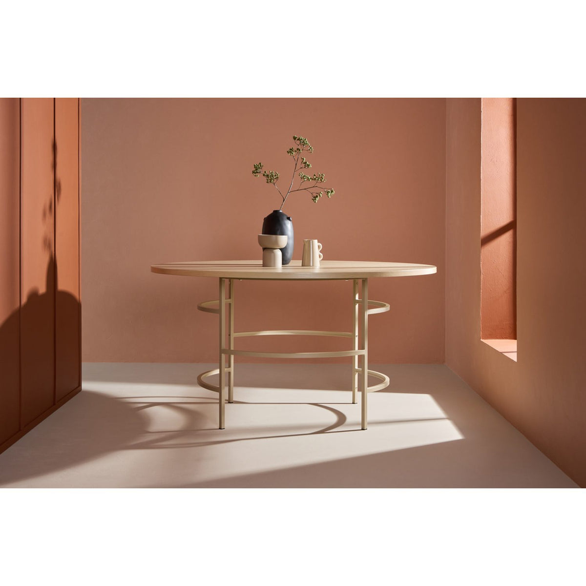 Köpenhamn Runt matbord Beige, vitlaserad, MDF, ⌀140