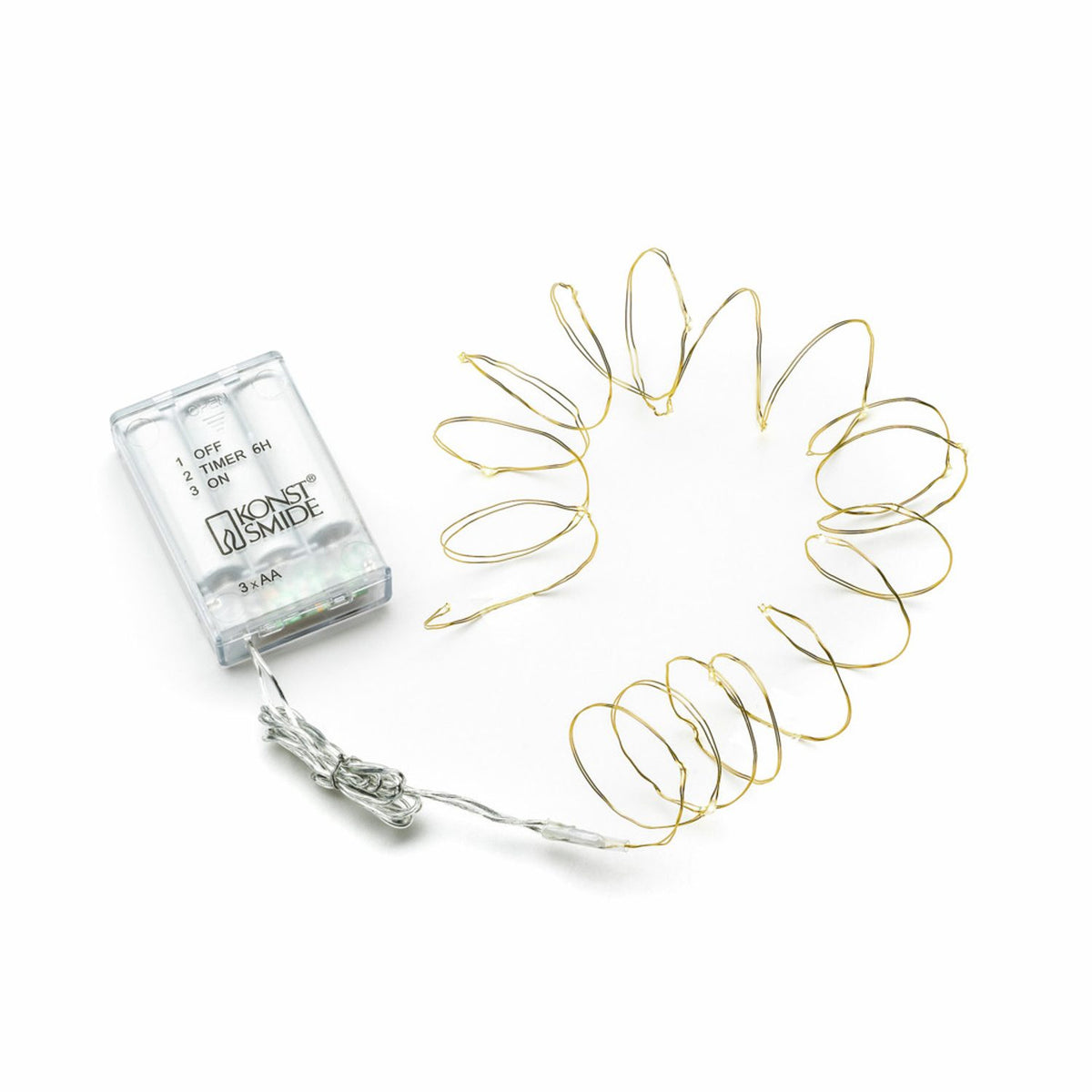 Metallisk LED Timer 6h Ljusslinga Inomhus 20 Lampor (1.9m), Varmvit/Mässingfärgad
