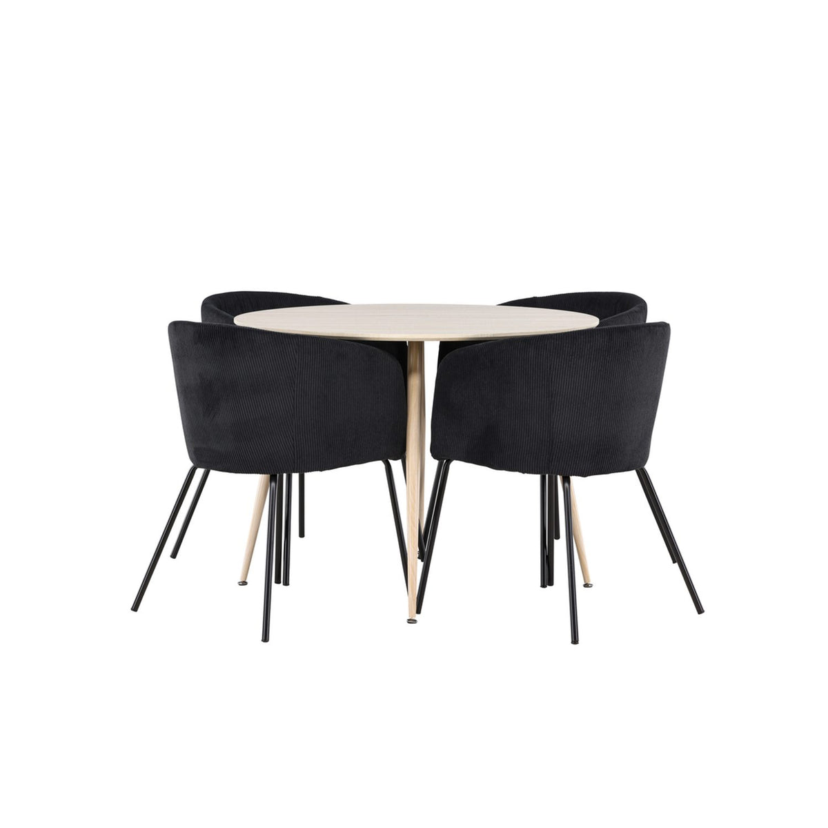 Plaza, Berit Rund matgrupp Svart, Vitputsad, 4st