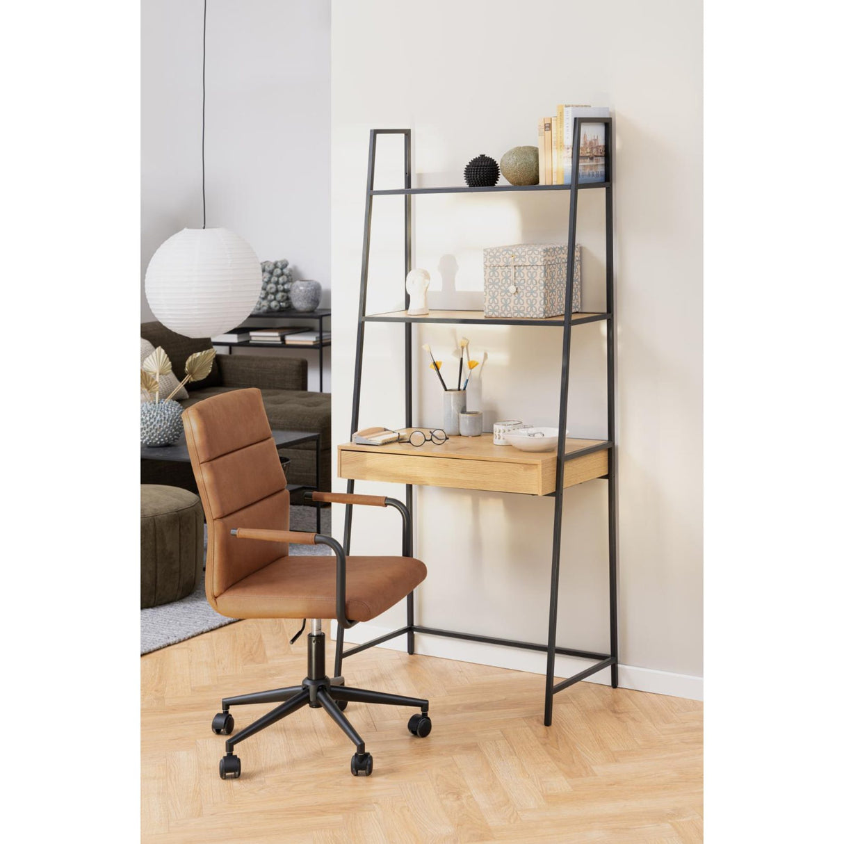 Notting Hill Bokhylla med Låda 174x77x36 cm Ek