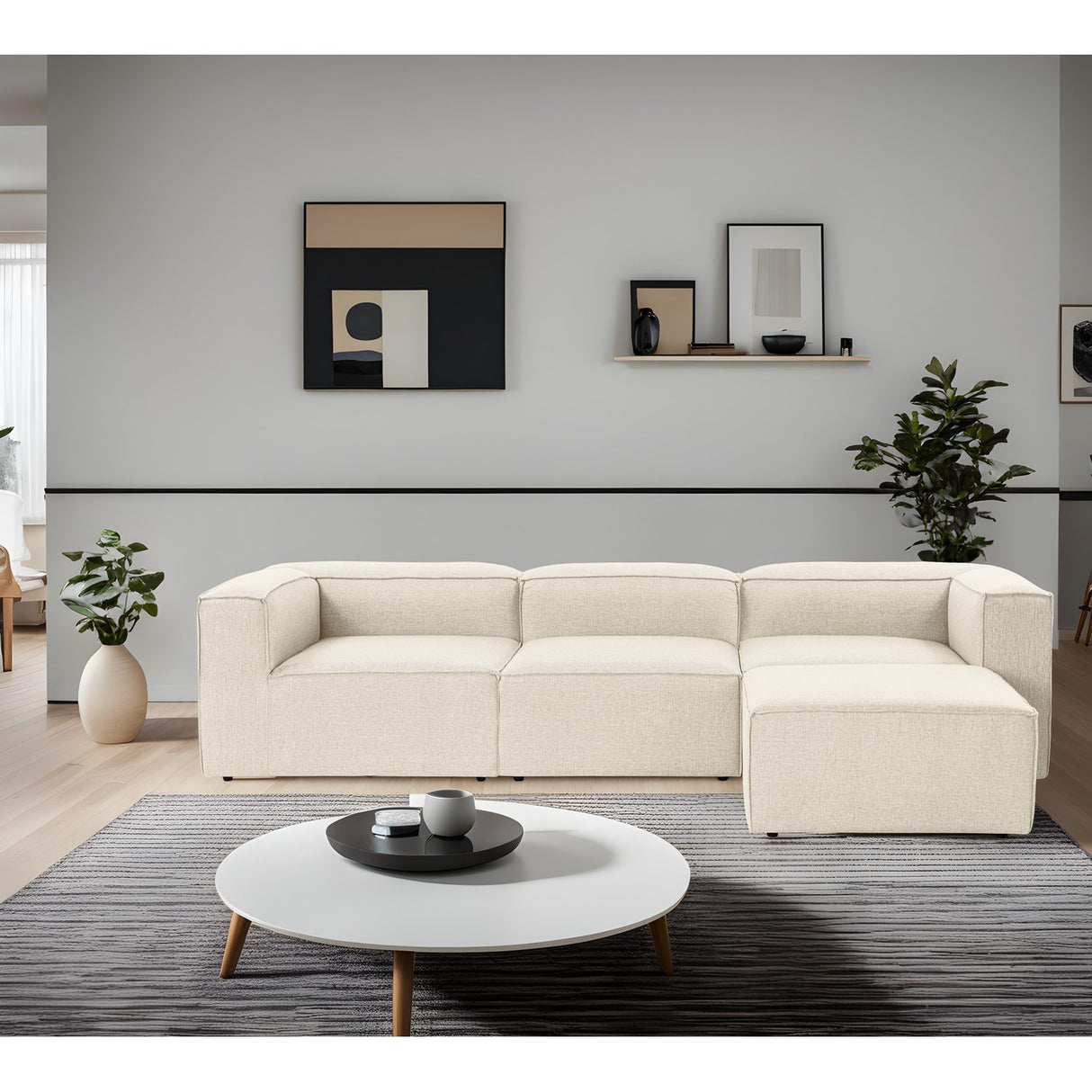 Fora (297 x 66 x 190 cm) Hörnsoffa Ecru
