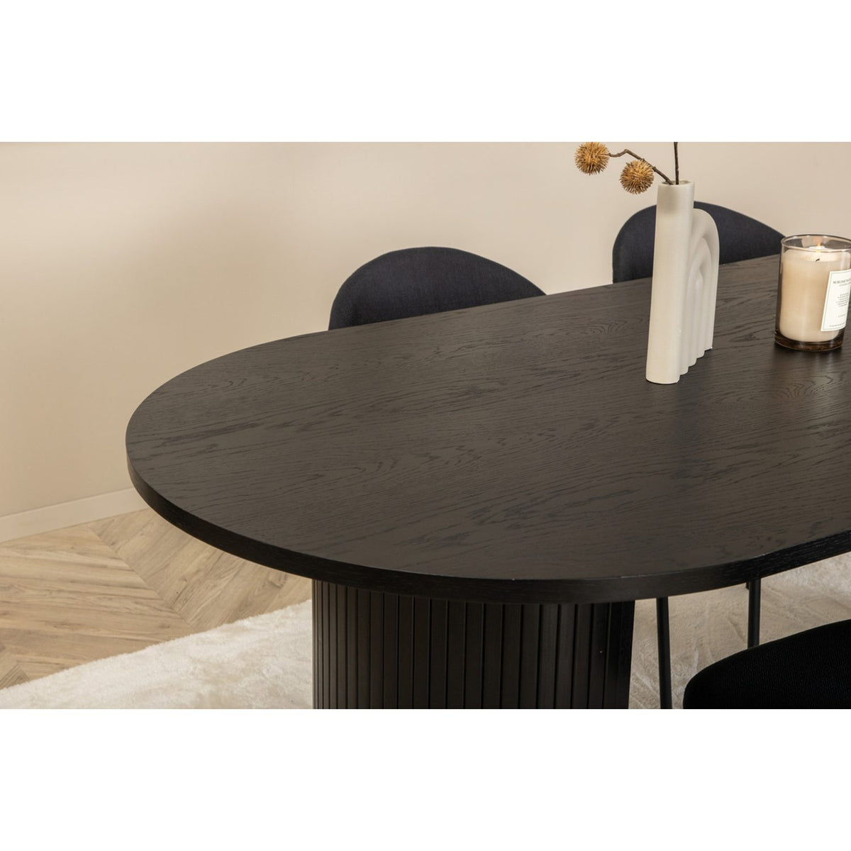 Bianca, Vault Oval matgrupp Svart, Svart, 200 x 90
