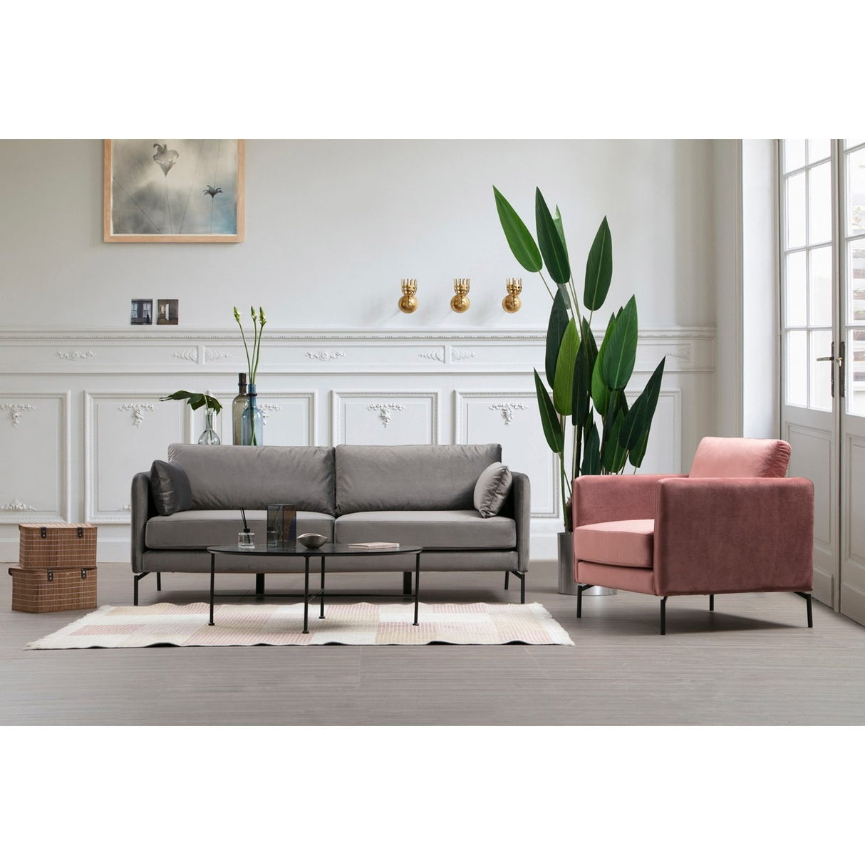 Sino 3-sits (217 x 87 x 90 cm) Grå 3-sitssoffa