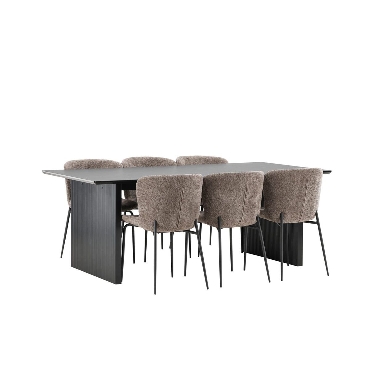 Vail, Modesto Rektangulär matgrupp Beige, Svart, Svart, 200 x 100