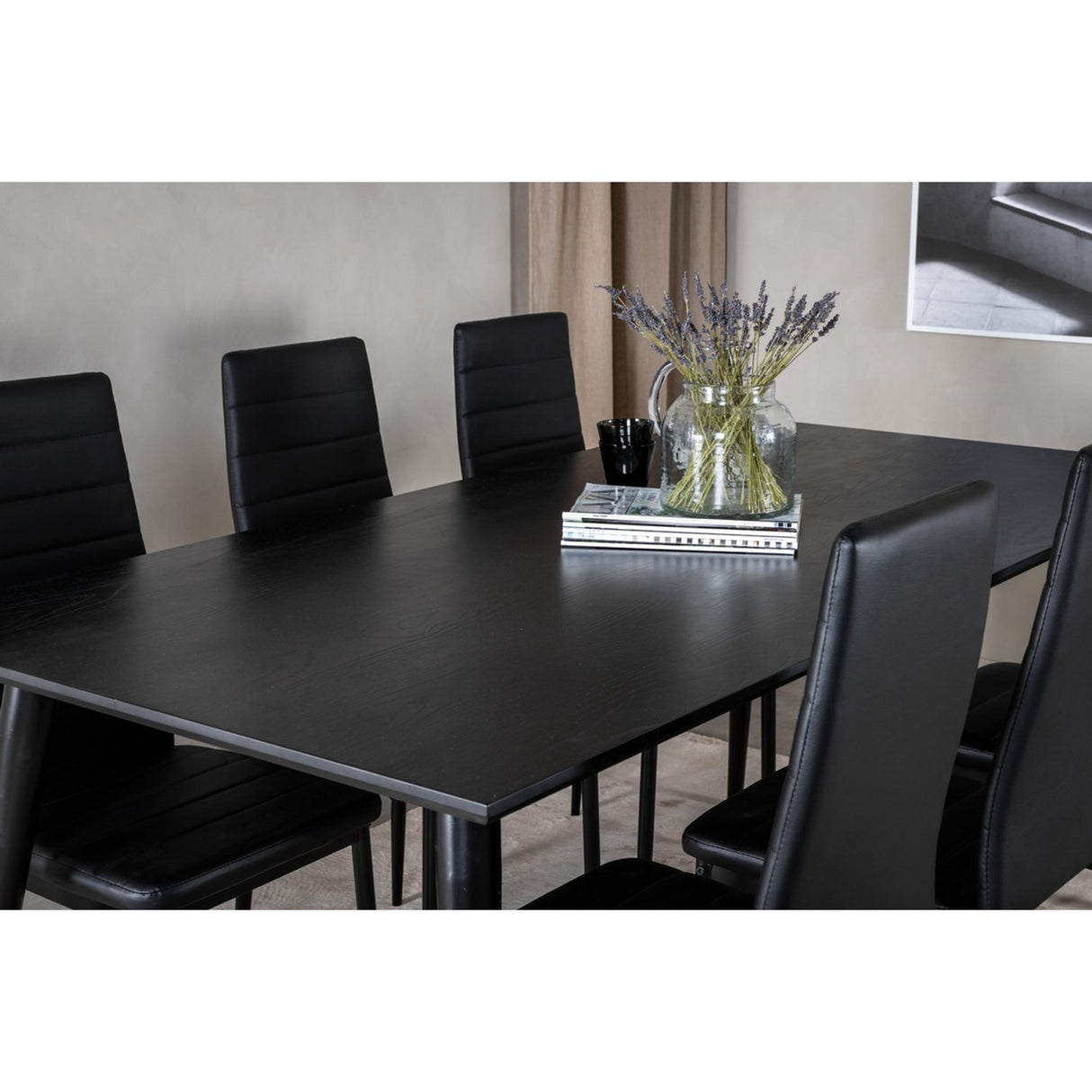 Dipp, Slim Rektangulär matgrupp Svart, Svart, 180 x 90