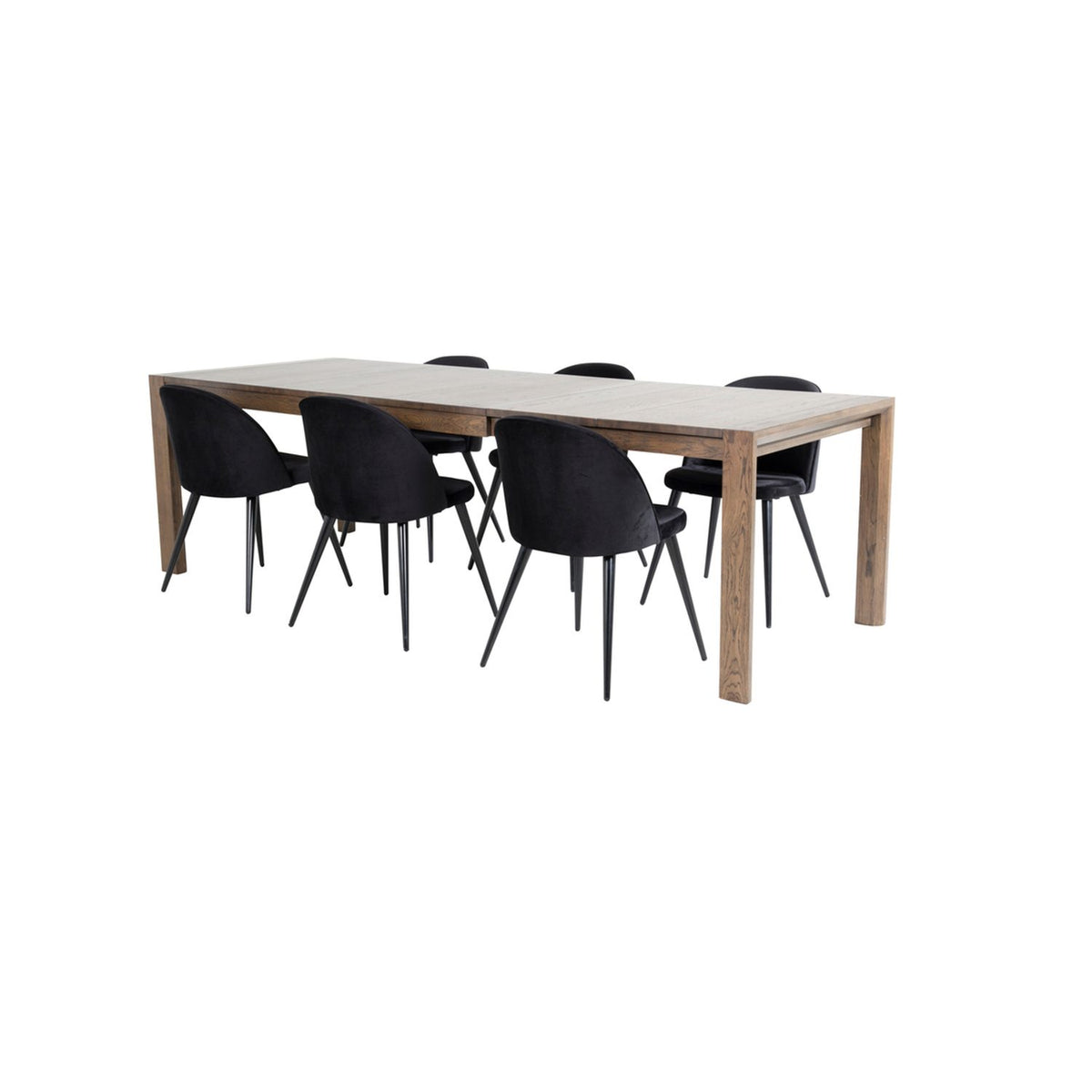 Slider, Velvet Rektangulär matgrupp Svart, Natur, 170 x 95