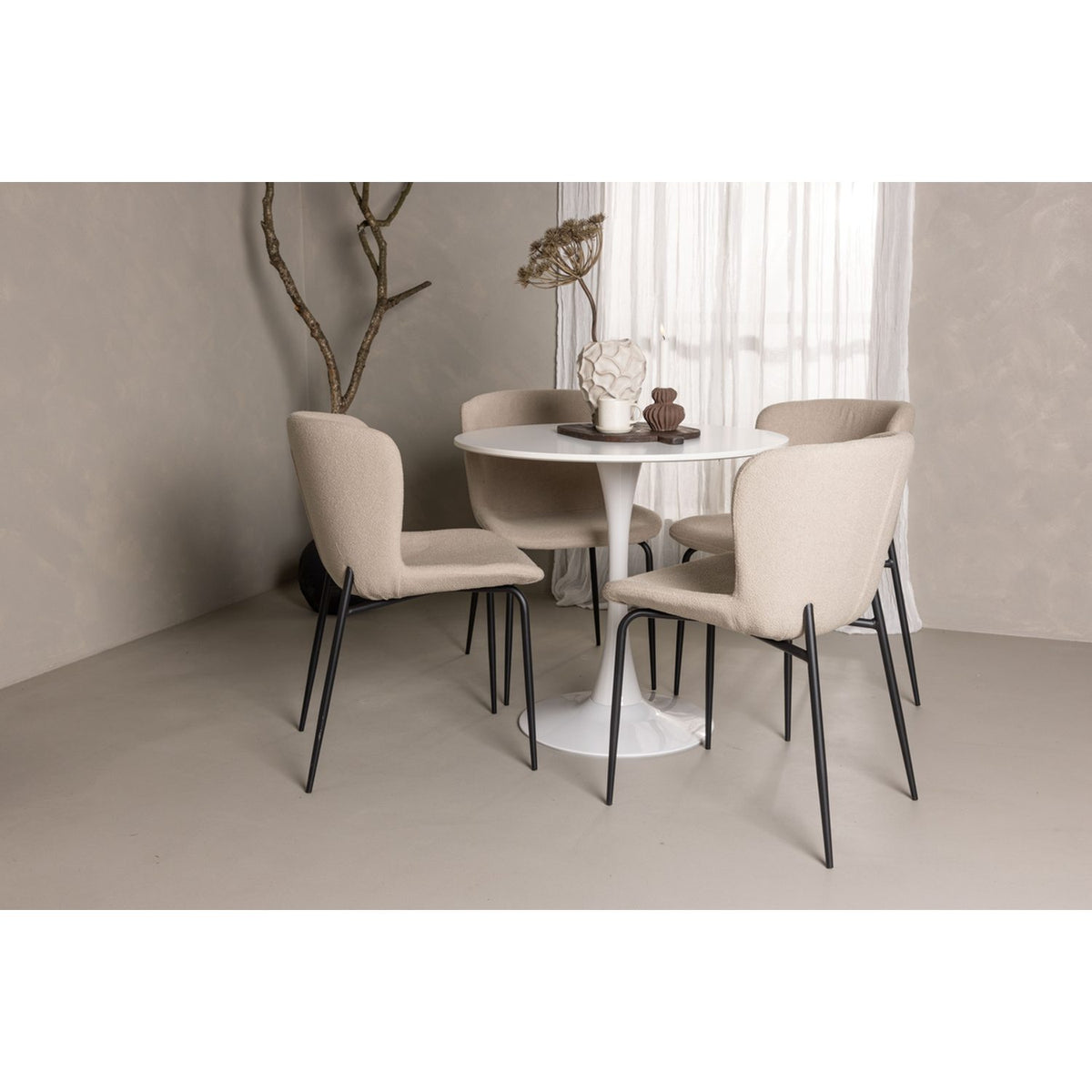 Hamden, Modesto Rund matgrupp Beige, svart, Vit, ⌀80