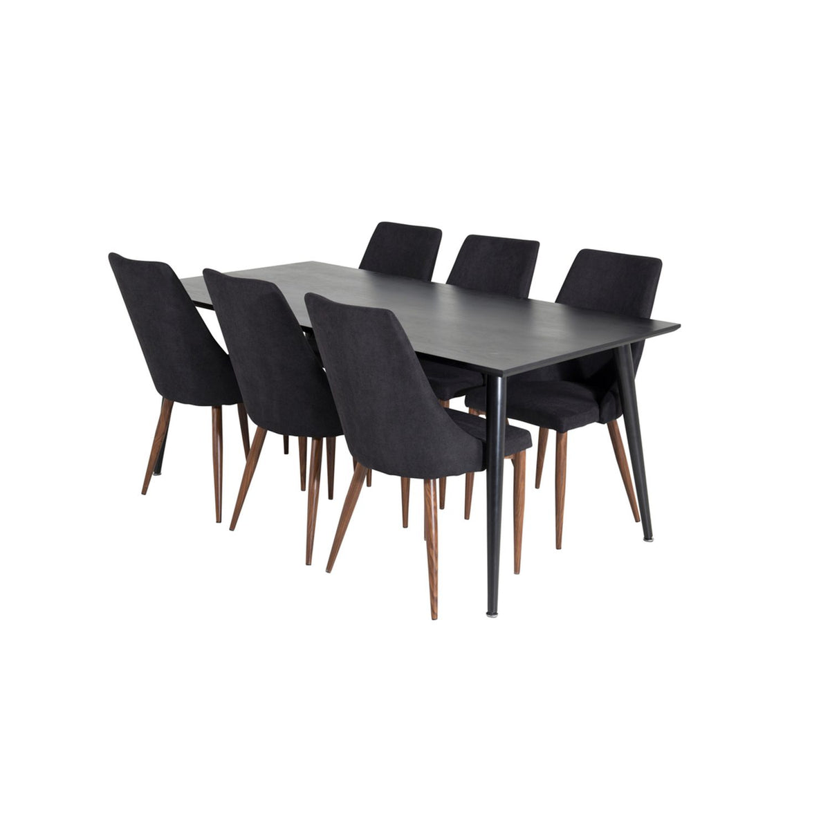Dipp, Leone Rektangulär matgrupp Svart,Natur, Svart, 180 x 90