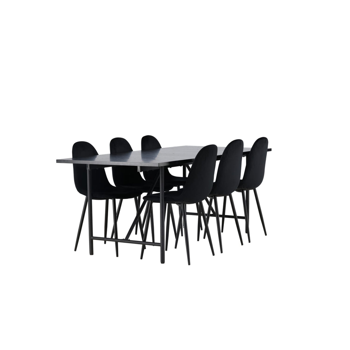 Astrid, Polar Rektangulär matgrupp Svart, Svart, 200 x 90