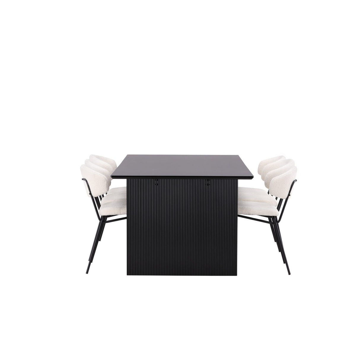 Vail, Chico Rektangulär matgrupp Vit, Svart, 200 x 100