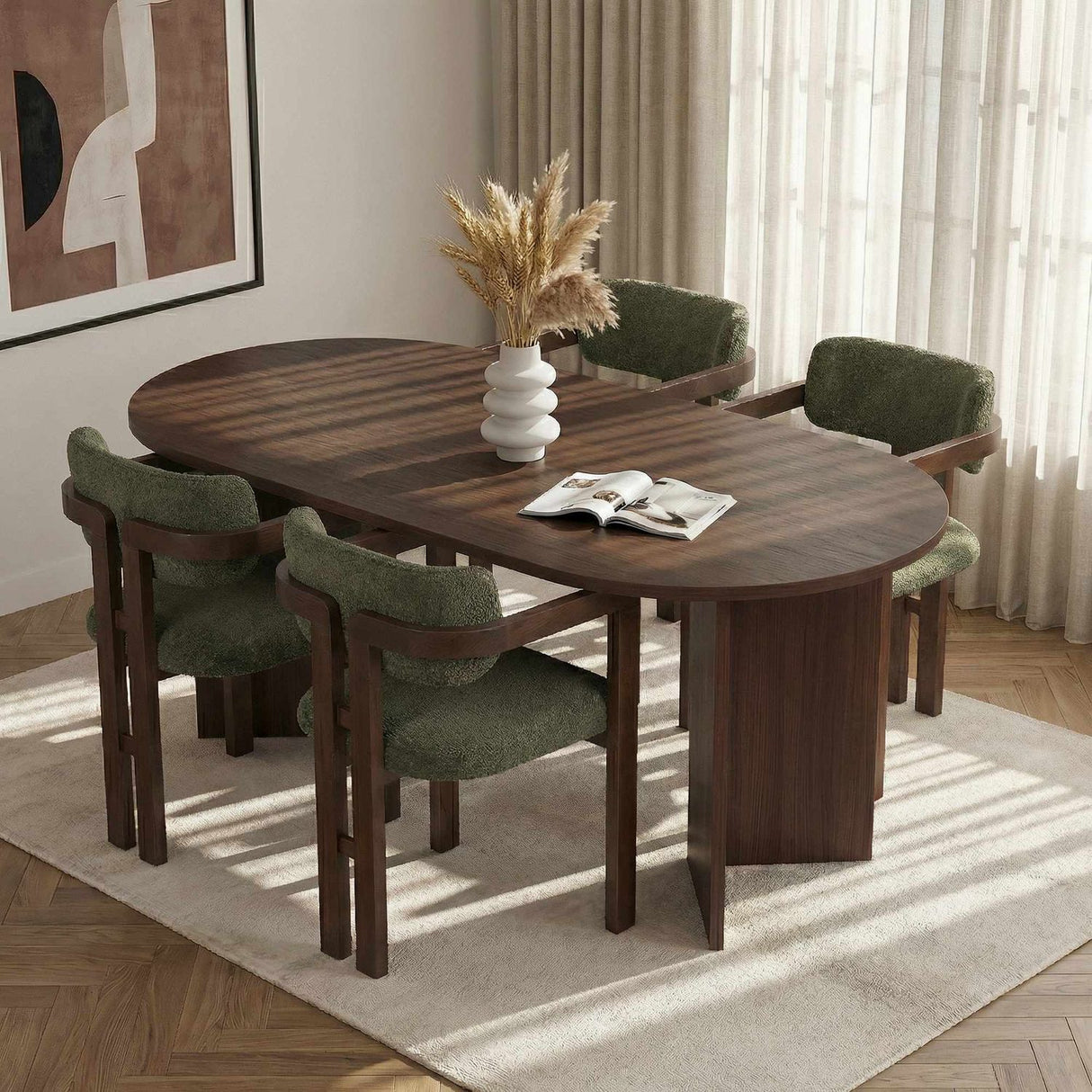 Claudina Matgrupp Walnut, Dark Walnut, grön