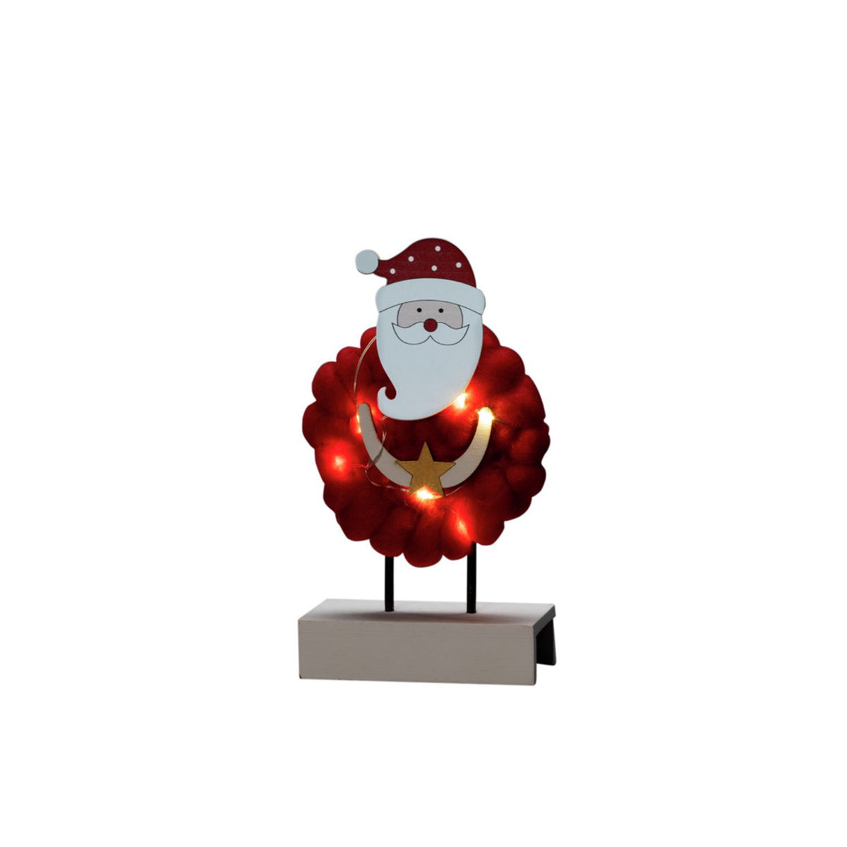 B/O Tomte Trä/bomull, röd LED Timer 6h Stående Ljusdekoration Inne