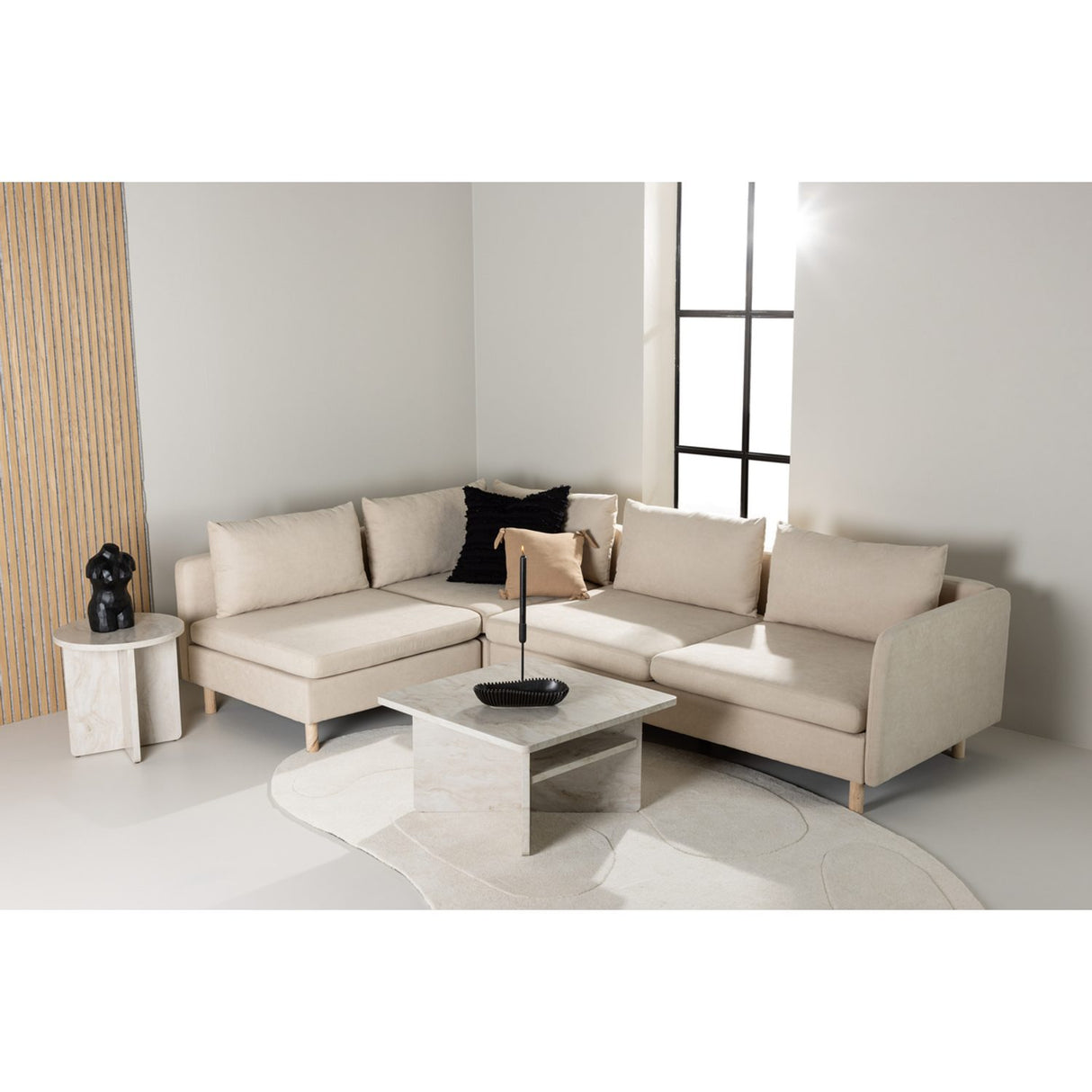 Noll 3-sitssoffa Beige, Hörnsoffgrupp