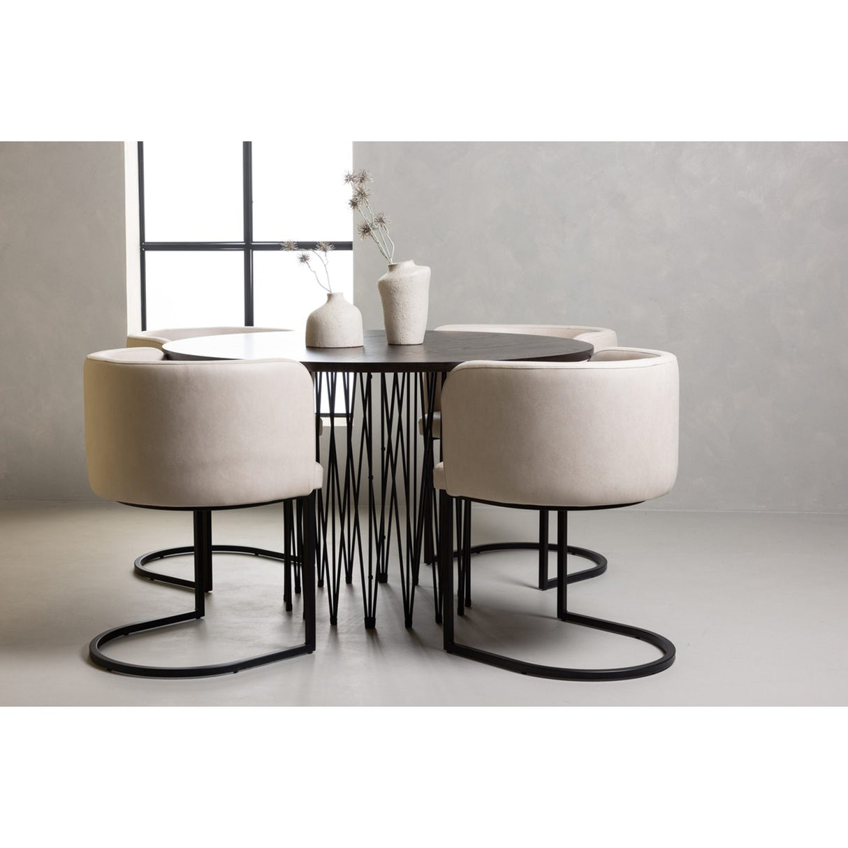 Stone, Simrishamn Rund matgrupp Beige,Svart, Svart, mocka, ⌀120