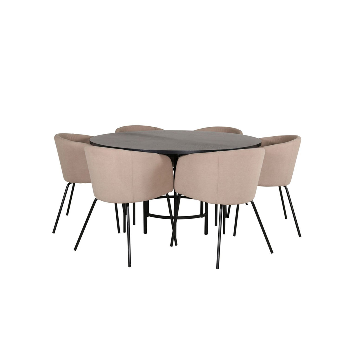 Copenhagen, Berit Rund matgrupp Beige, Svart, Svart, ⌀140