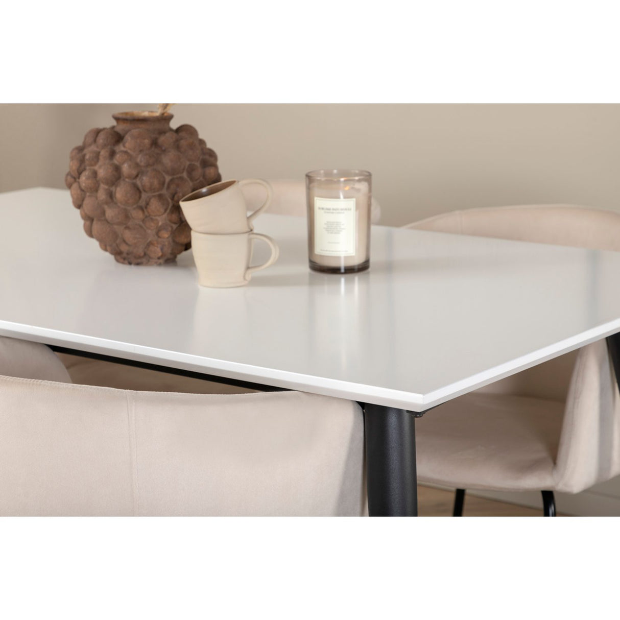 Jimmy, Berit Rektangulär matgrupp Beige, Svart, Svart,Vitt, 150 x 90