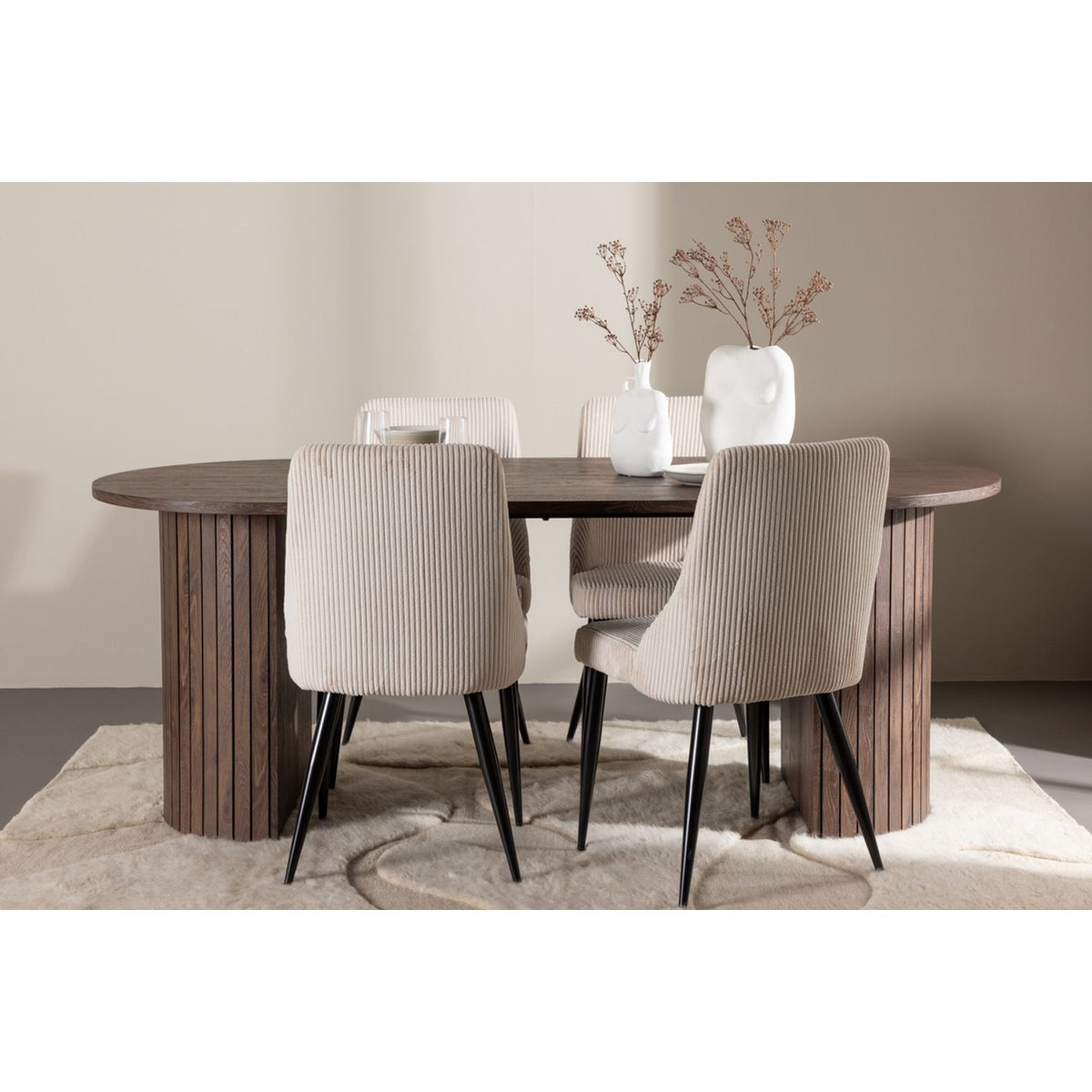 Härön, Leone Ovalt matgrupp Beige,Svart, Mocka, 200 x 90