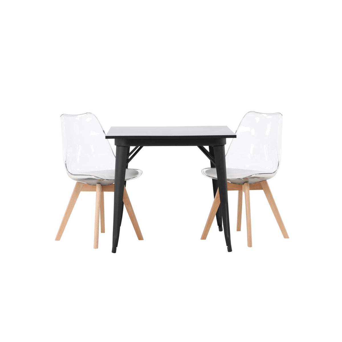 Tempe, Edvin Rektangulär matgrupp Natur, Transparent, Vit, Svart, 80 x 80