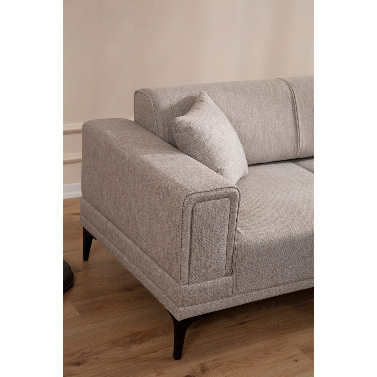 Hanoi (250-140 x 85 x 77 cm) Hörnsoffa-bäddsoffa Ljusbrun, Höger
