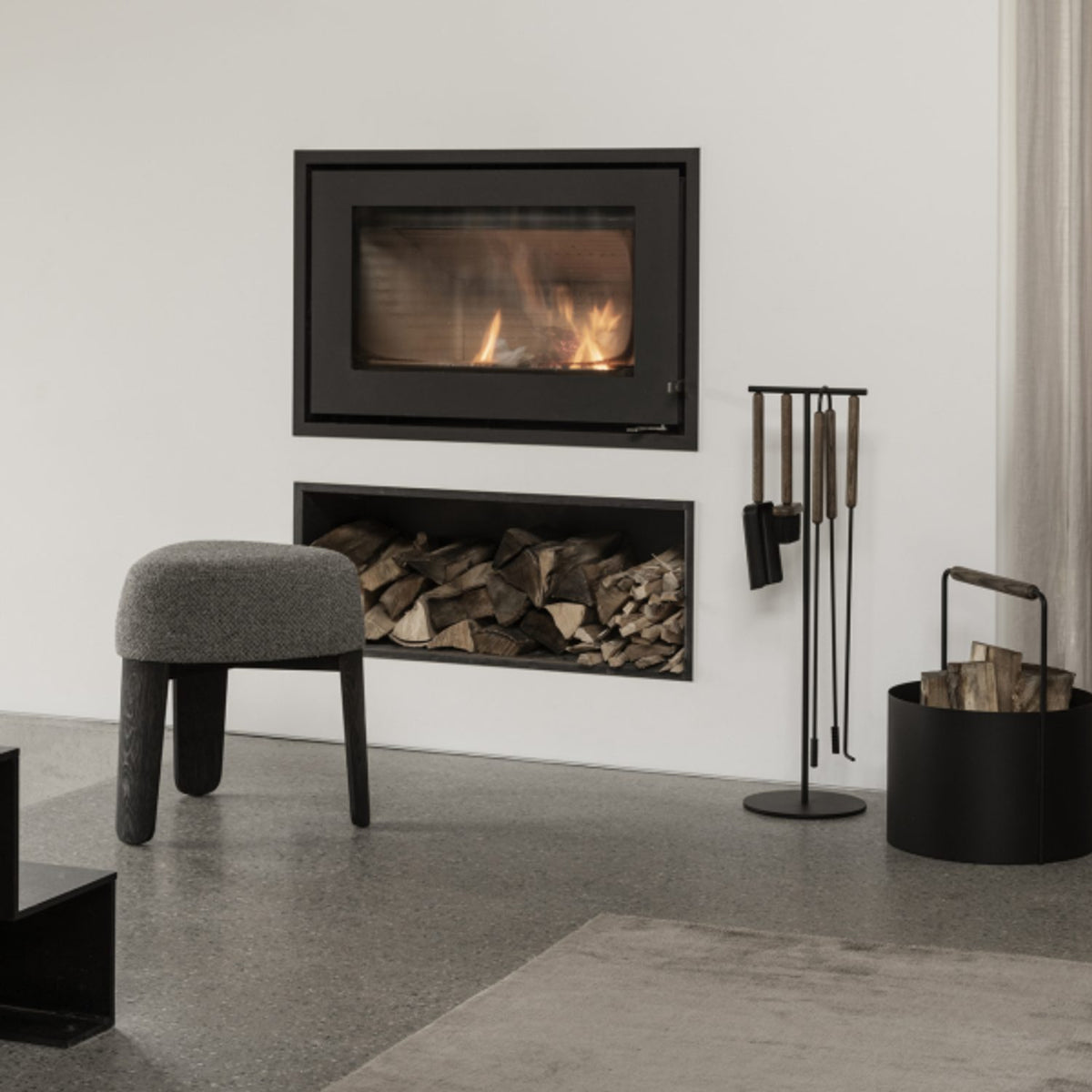 Ashi kaminverktyg 75,5 cm brun 5 delar Eldstädsset 5-delar Brun Ek