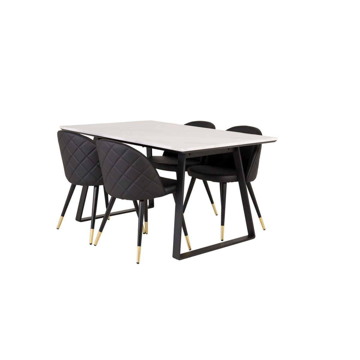 Estelle, Velvet Rektangulär matgrupp Svart, Guld, Svart,Vitt, 140 x 90