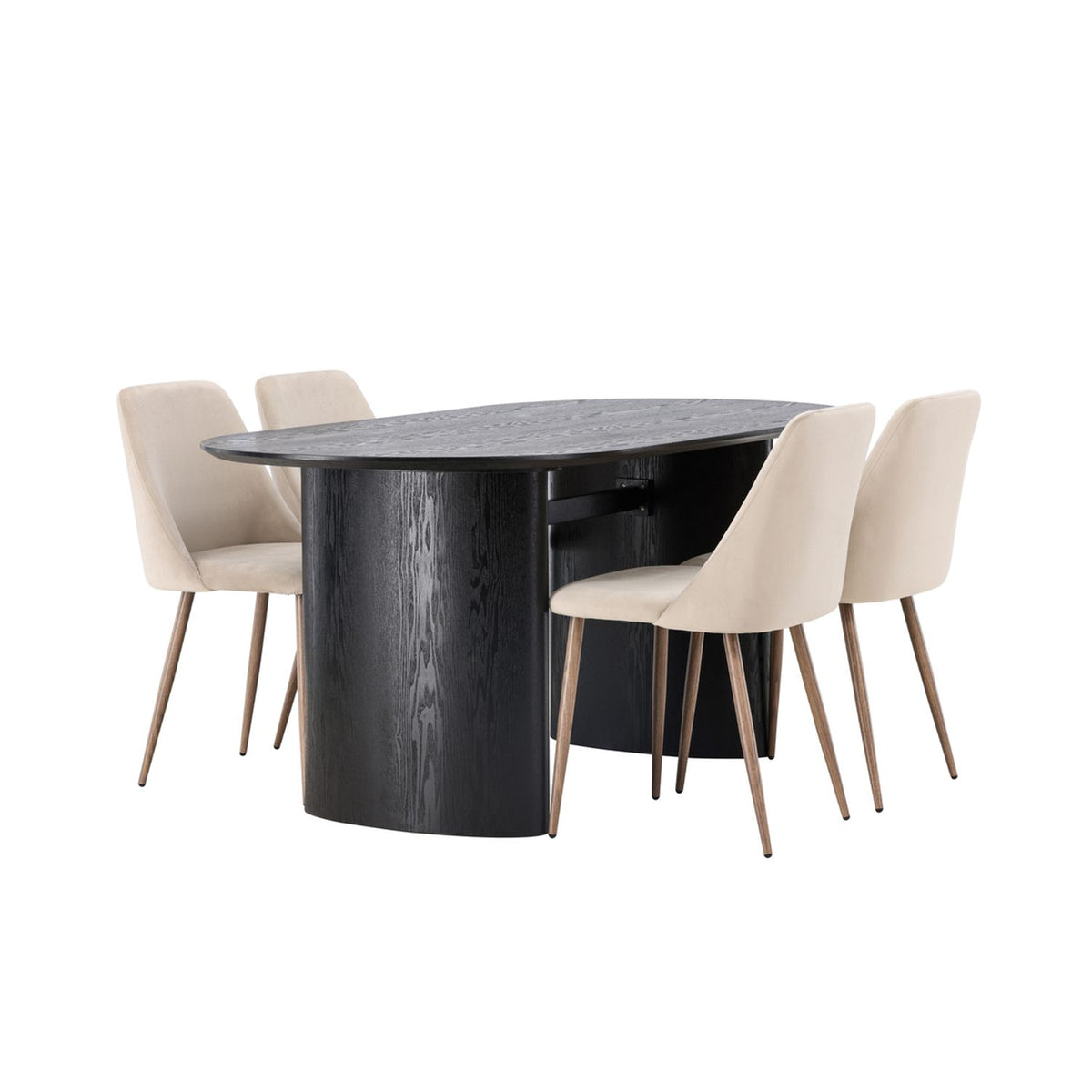 Isolde, Night Oval matgrupp Valnöt, Beige, Svart, 180 x 90