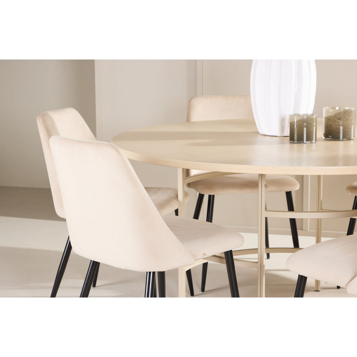 Copenhagen, Night Rund matgrupp Beige, Vitputsad, 6st