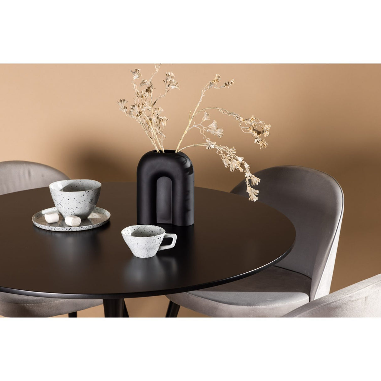 Glade, Velvet Rund matgrupp Svart,Grå, Svart, ⌀100
