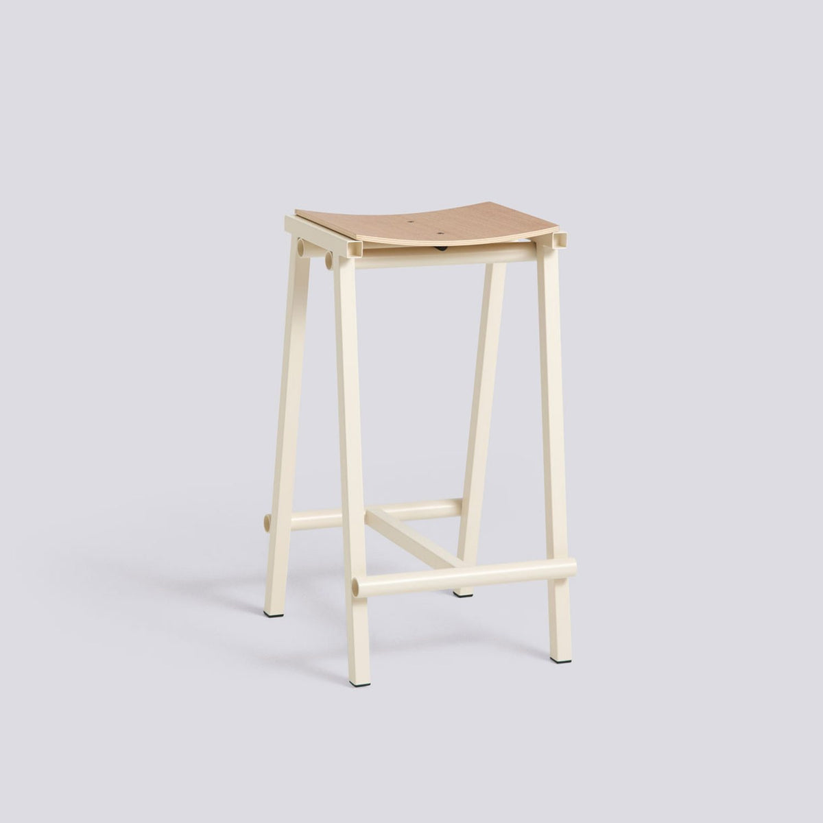 Taburete 8 65 cm Barpall ekfaner med vattenbaserad lack, Eggshell – pulverlackerat stål