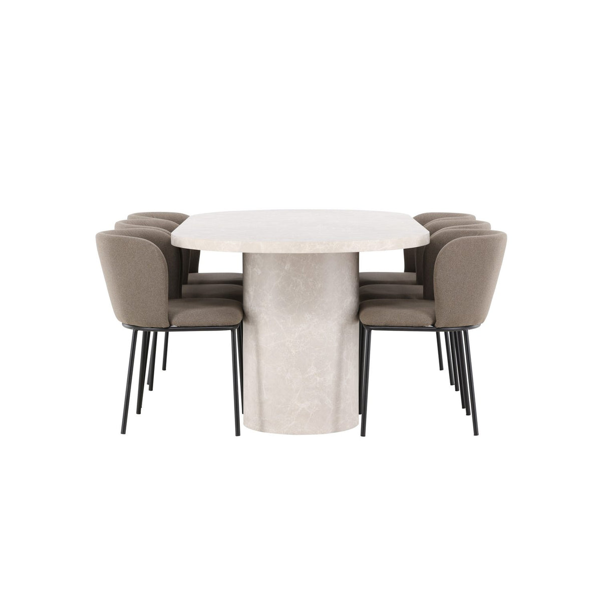 Narvik, Edina Oval matgrupp Svart,Brun, Beige, 200 x 100