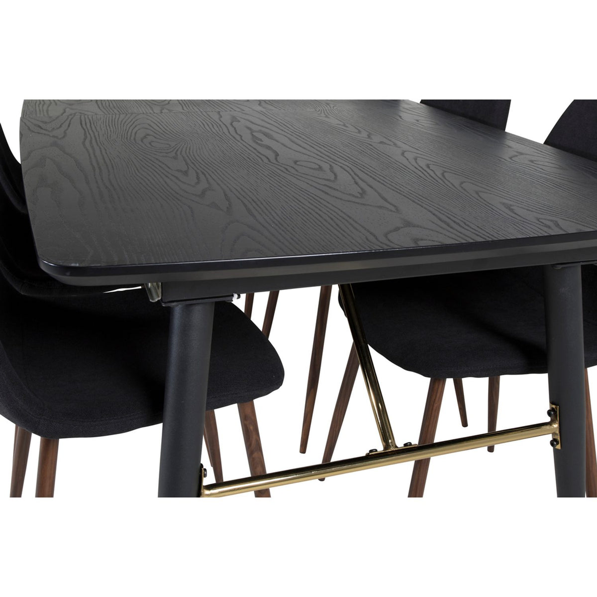 Gold, Polar Rektangulär matgrupp Svart,Natur, Svart, 180 x 85