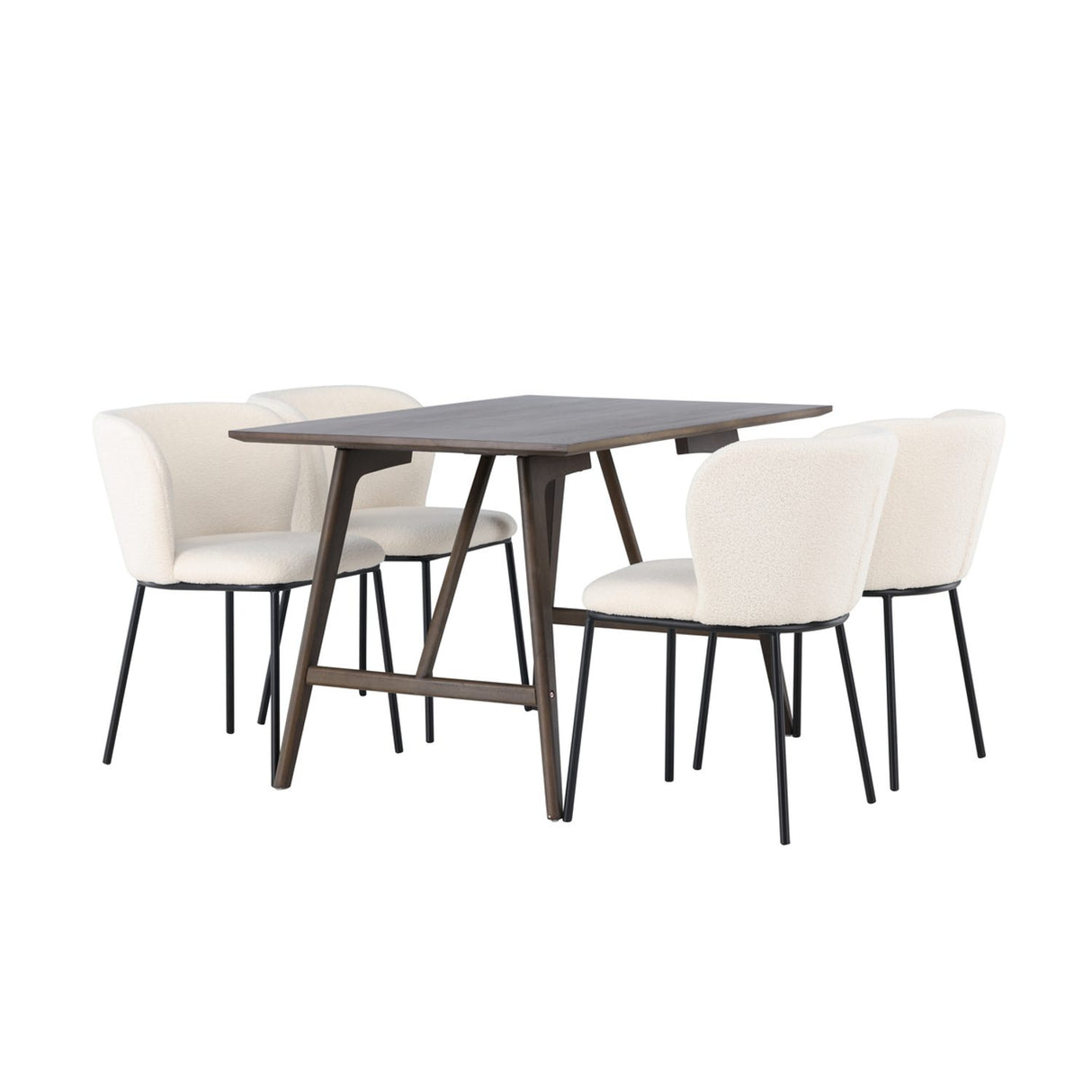 Kaseidon, Edina Rektangulär matgrupp Svart,Vit, Mörkbrun, 120 x 80