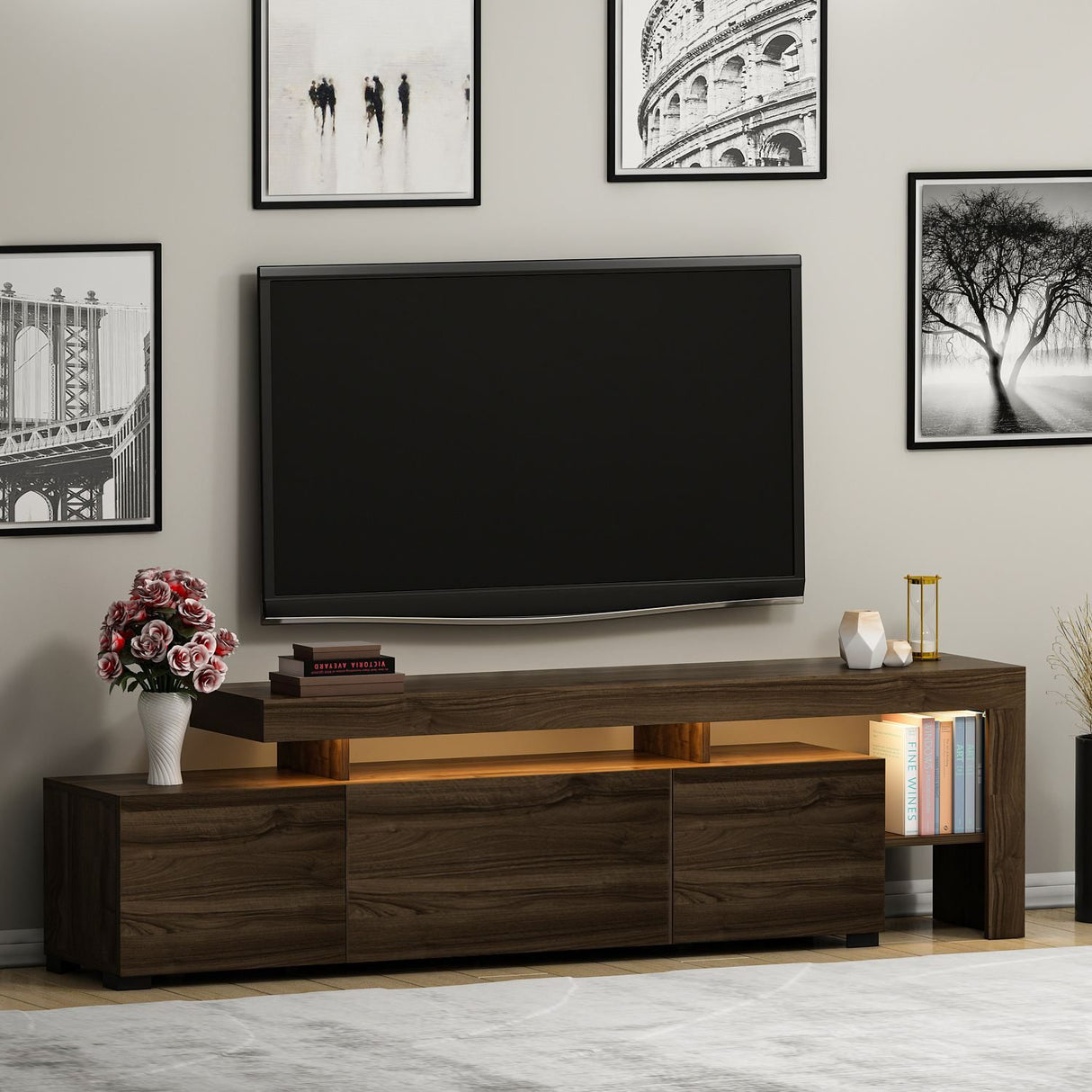 Beliz (192 x 53 x 37 cm) valnöt TV-bänk