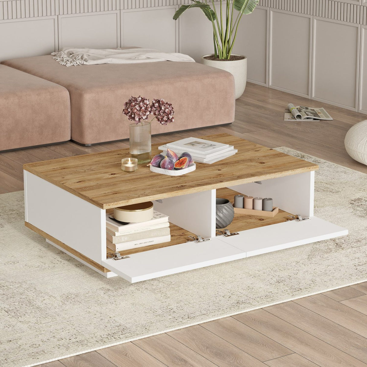 Bissau (90 x 28,6 x 60 cm) Soffbord Atlantisk furu vit
