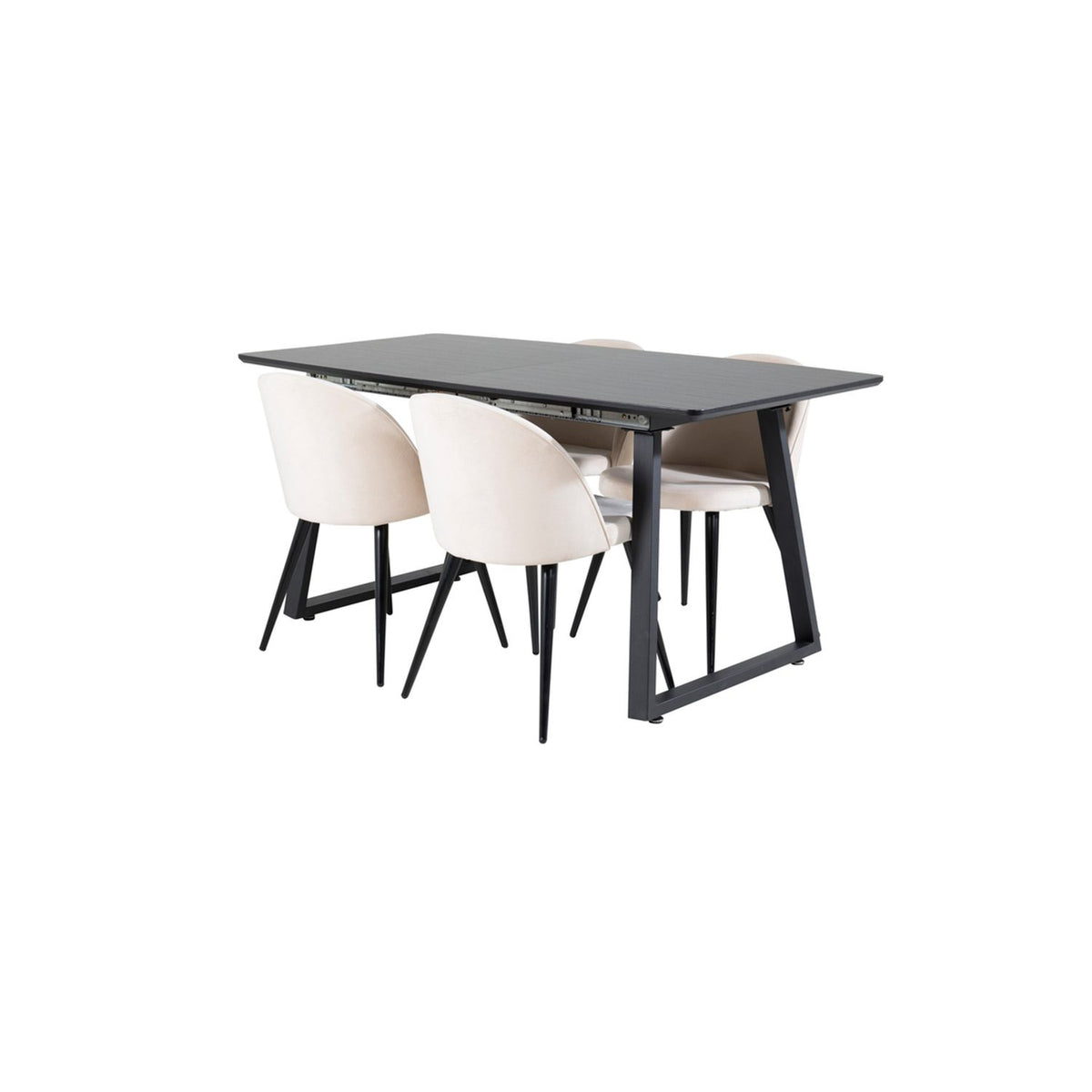 Inca, Velvet Rektangulär matgrupp Beige,Svart, Svart, 160 x 85